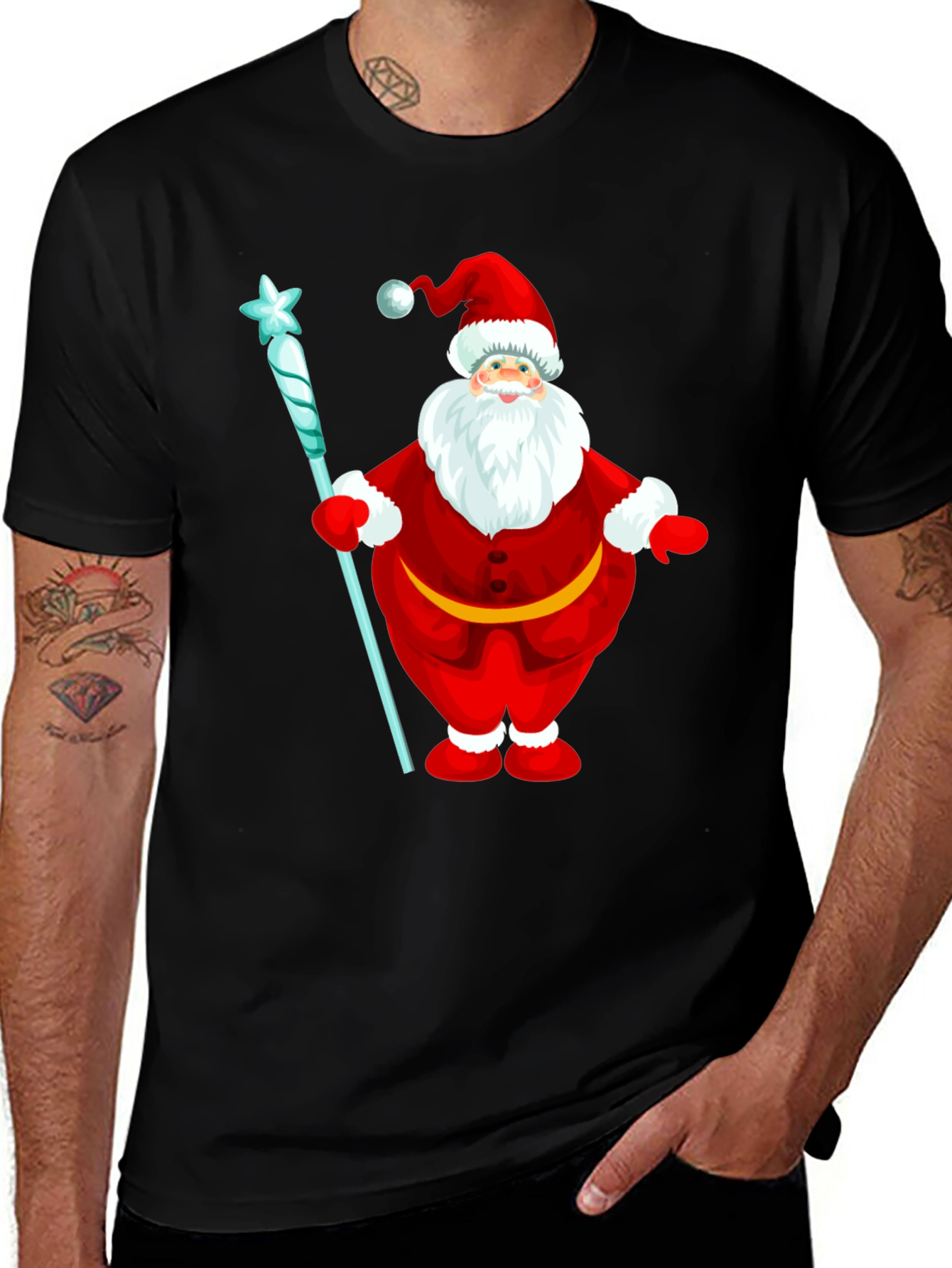 Festive Santa Claus Graphic T-Shirt - Holiday Cheer