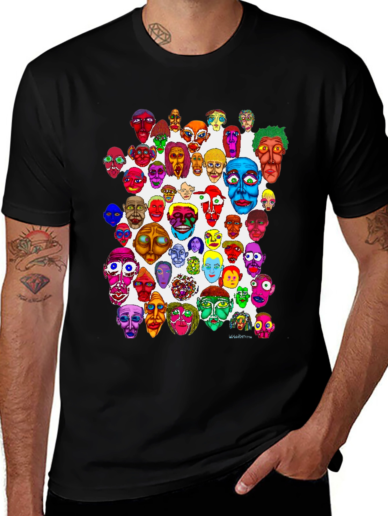 Variant 20 of Unique Colorful Faces Graphic Tee