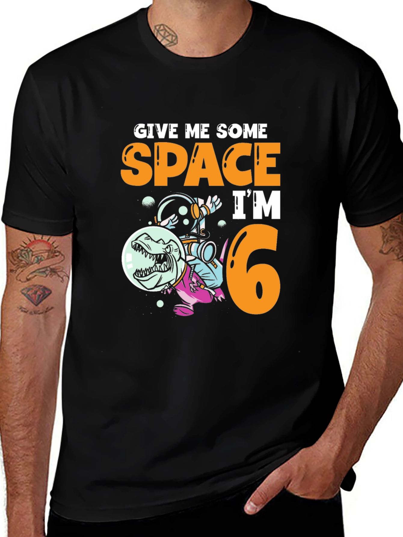 Dinosaur Astronaut 6th Birthday T-Shirt