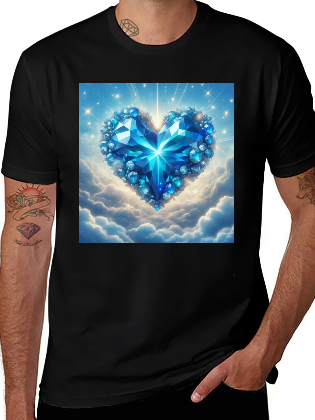 Variant 22 of Blue Crystal Heart Graphic T-Shirt