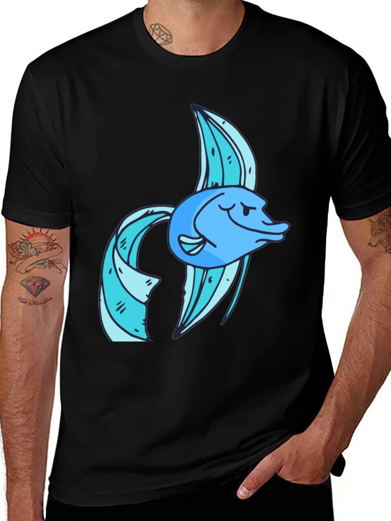 Variant 25 of Cool Fish Graphic Tee - Soft Cotton Blend