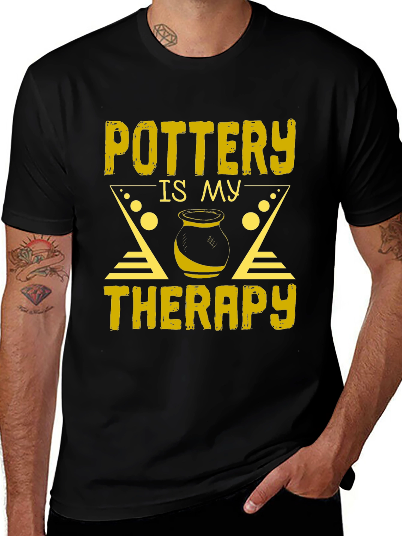 Variant 22 of Pottery is My Therapy T-Shirt - Black