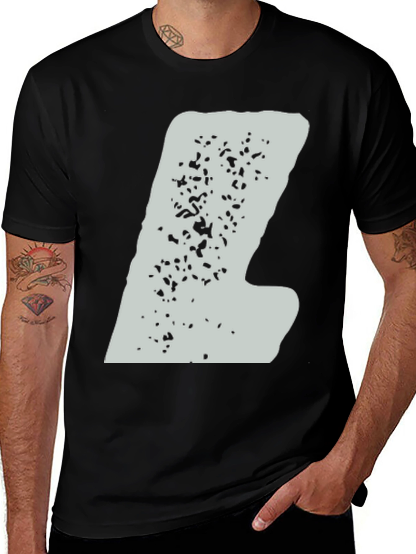 Variant 2 of Abstract Graphic Print Tee - Men's Black T-Shirt