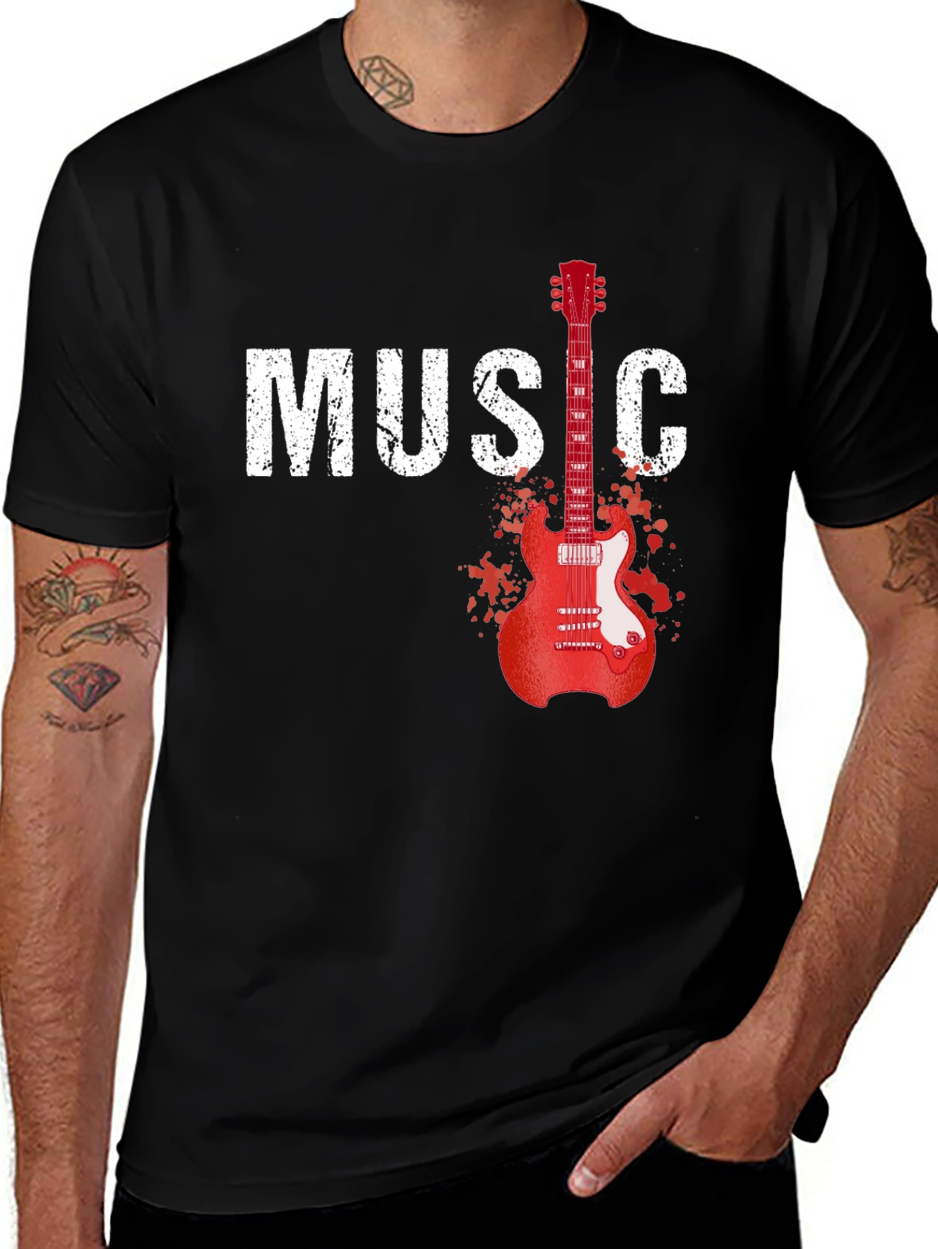 Variant 20 of Music Guitar Graphic T-Shirt - Black