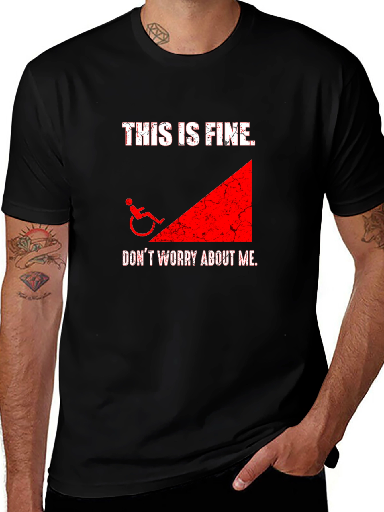 Variant 6 of This is Fine Wheelchair Humor T-Shirt