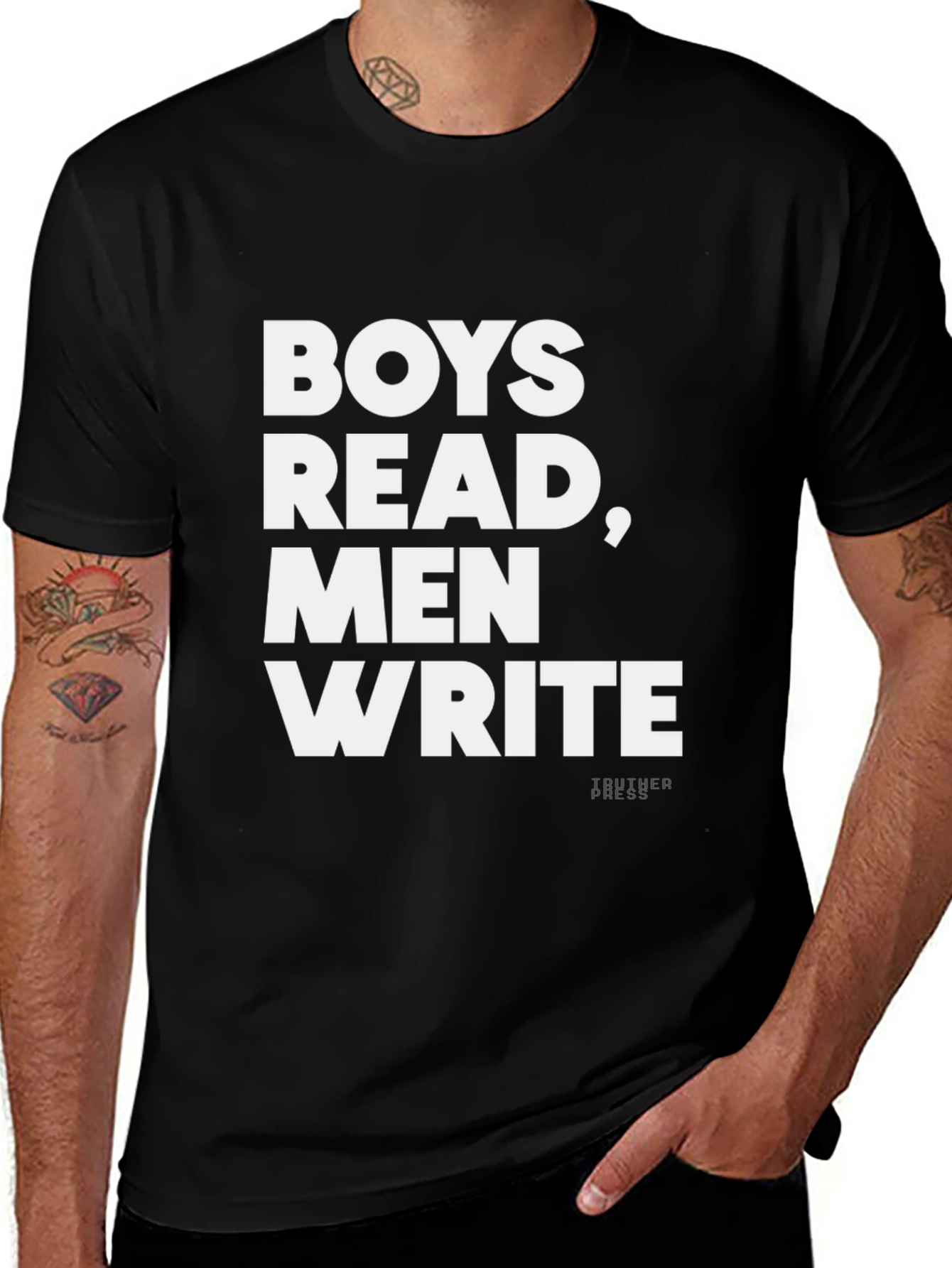 Variant 2 of Boys Read, Men Write Black Graphic Tee