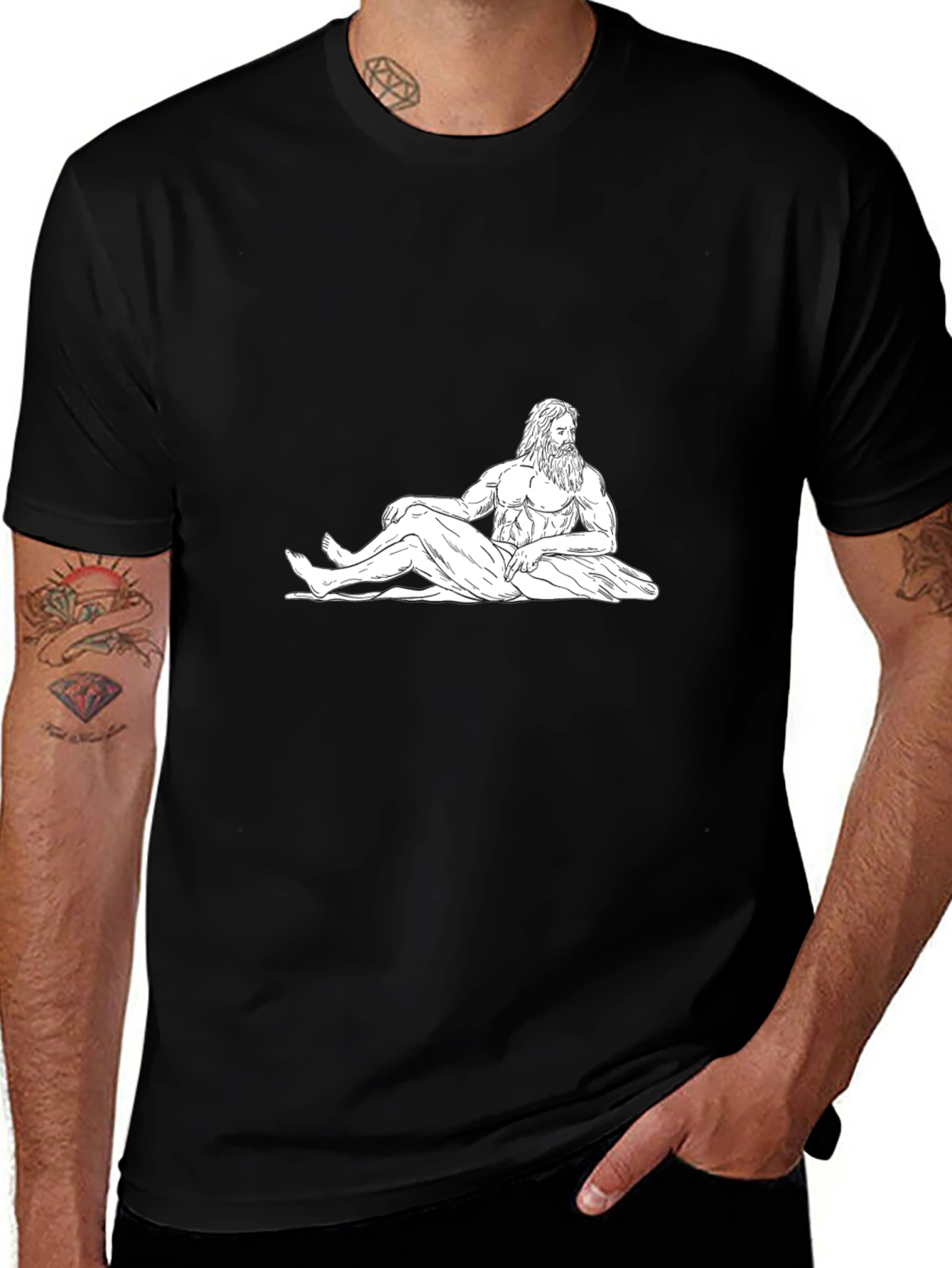 Variant 29 of Ancient Greek God Graphic Tee - Black T-Shirt