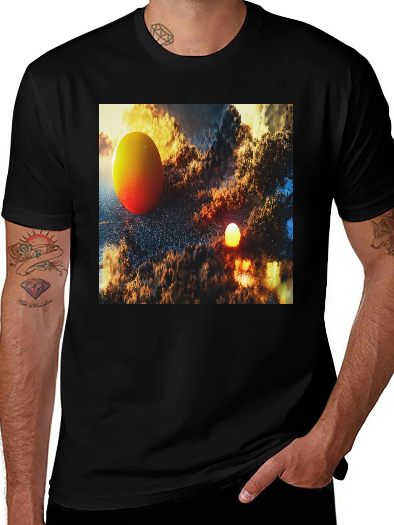 Variant 4 of Abstract Art Graphic Tee - Black Cotton Blend T-Shirt