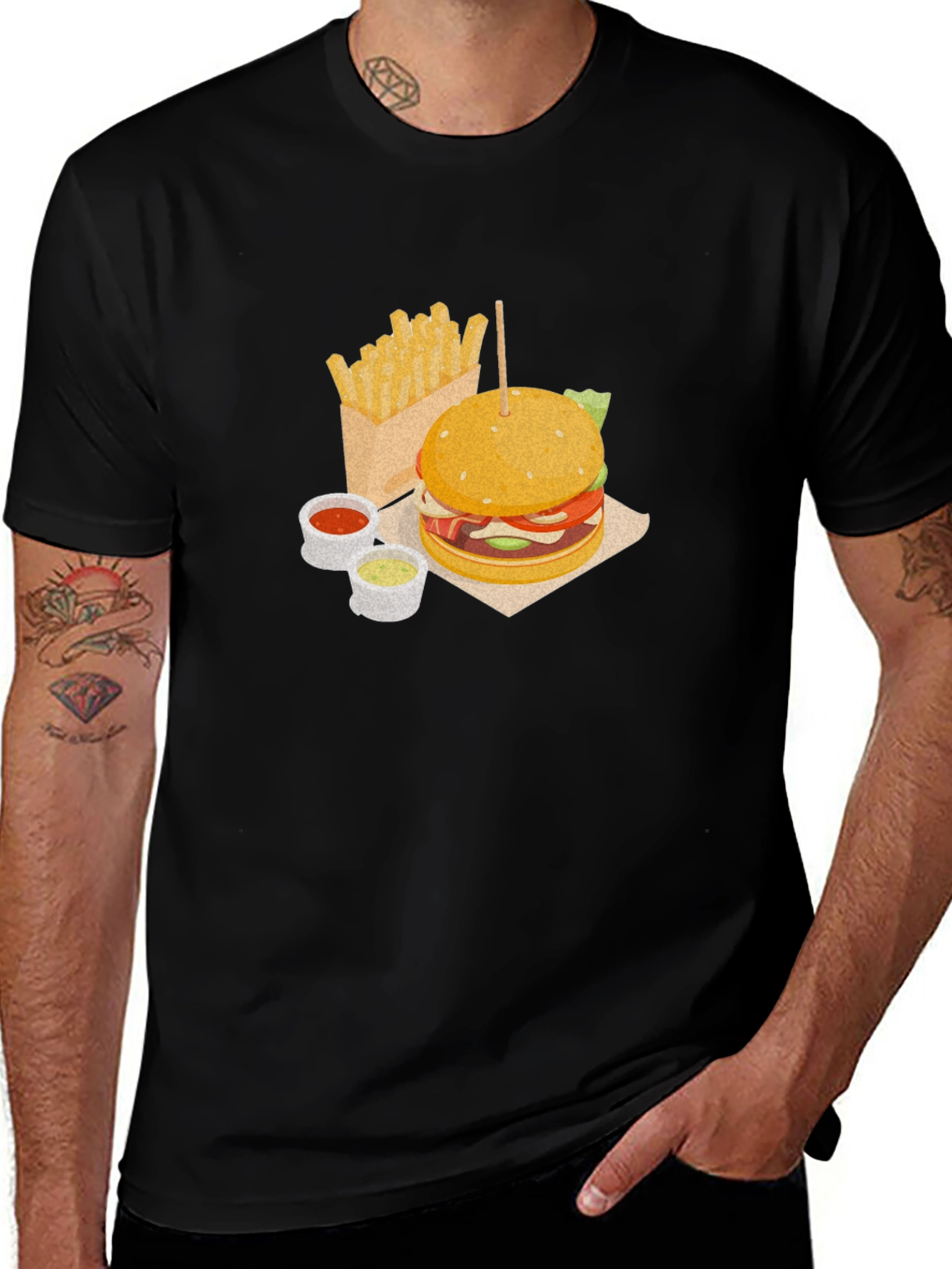 Variant 8 of Burger & Fries Graphic Tee - Casual Comfort