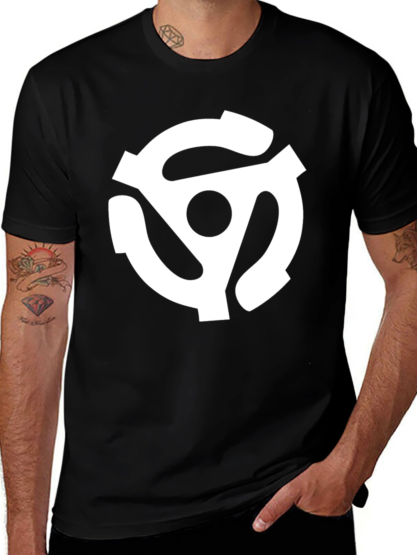 Variant 28 of Retro Record Adapter T-Shirt - Black