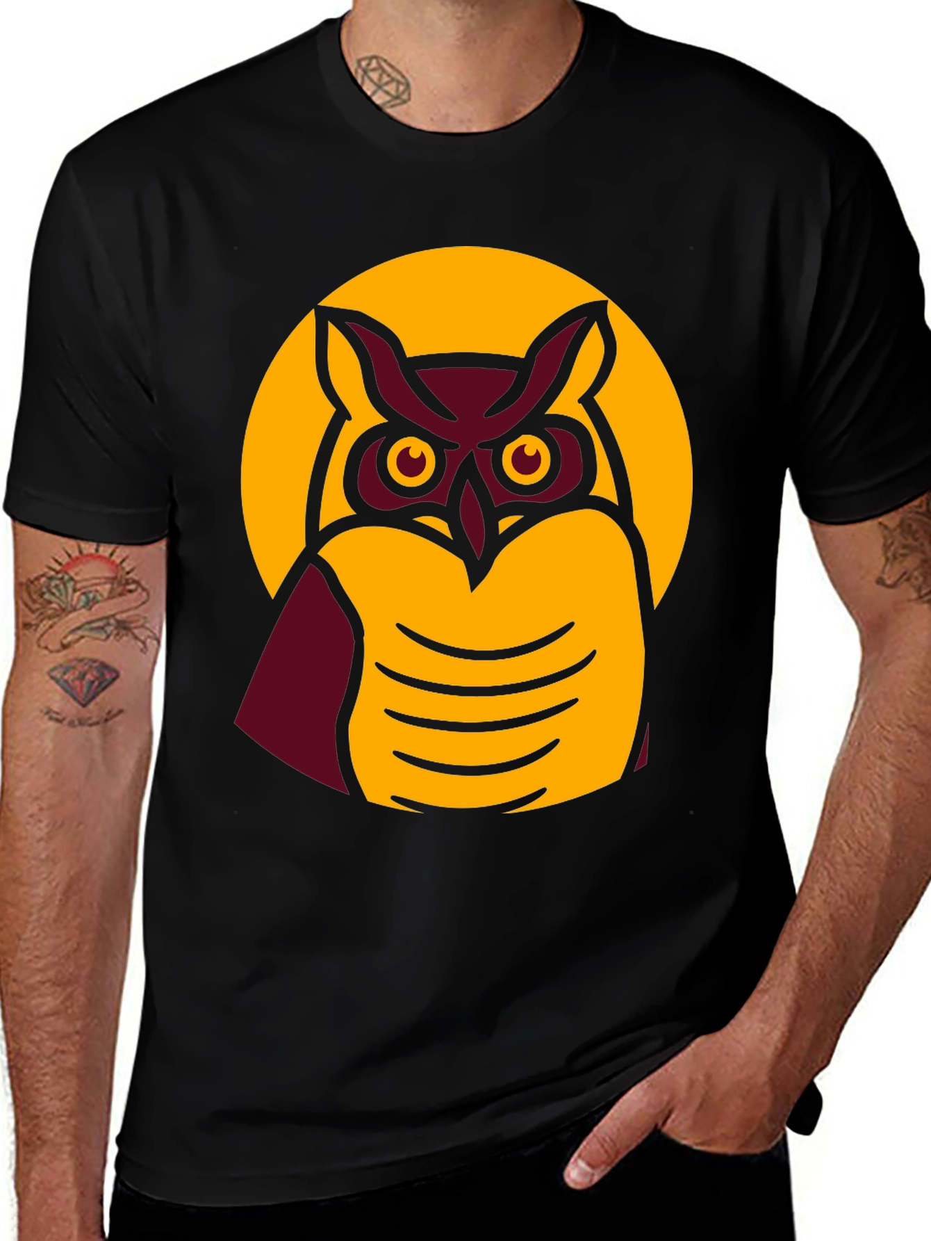 Variant 10 of Owl Graphic Print Crew Neck T-Shirt