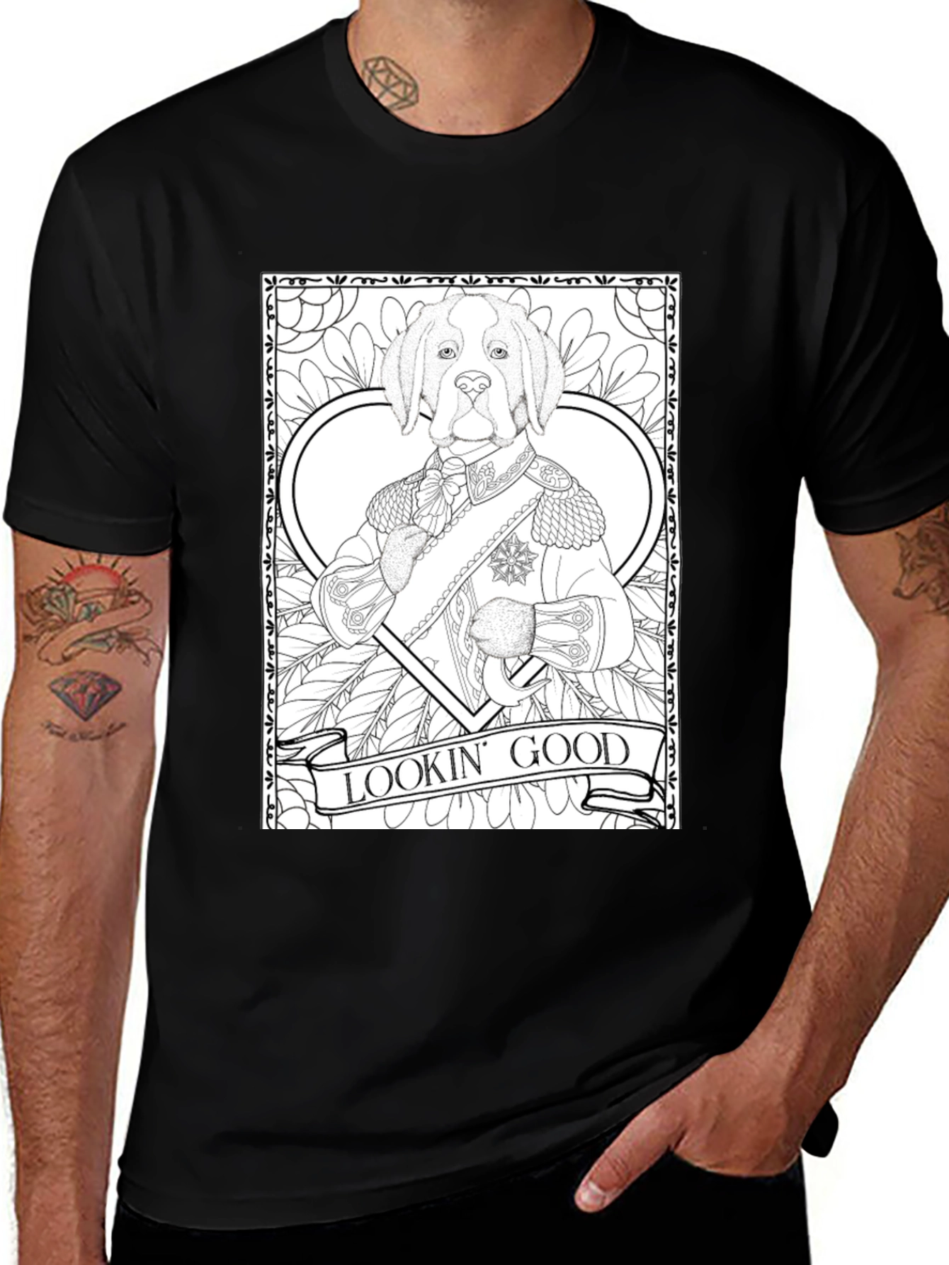 Variant 17 of Lookin' Good Dog Graphic T-Shirt - Black