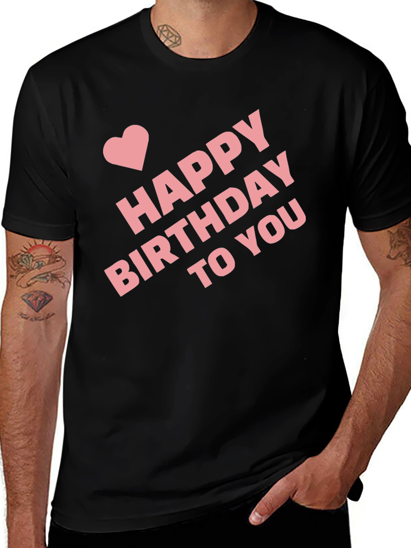 Variant 30 of Happy Birthday T-Shirt - Pink Heart Design