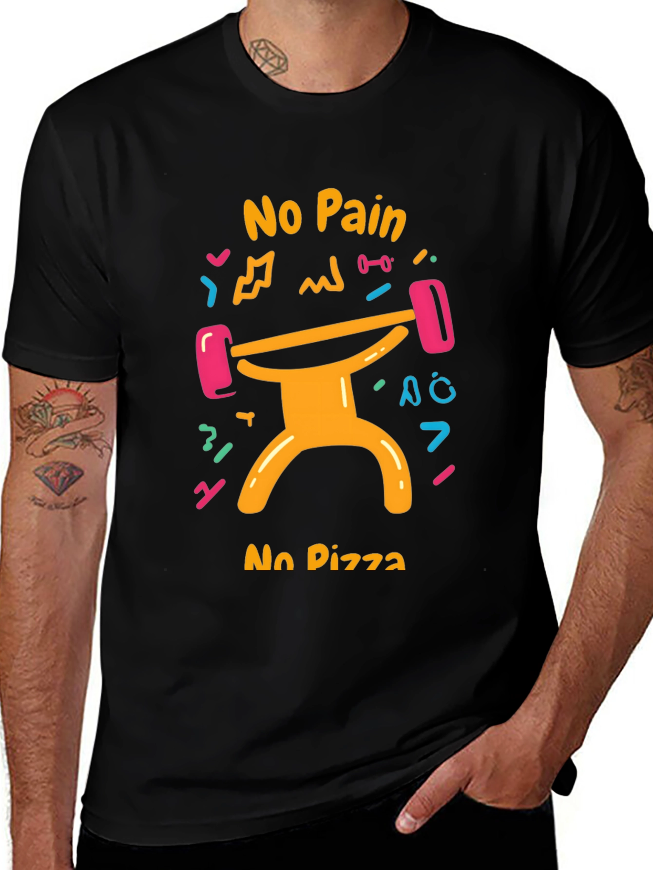 Variant 13 of No Pain No Pizza Graphic Tee - Fitness Humor T-Shirt