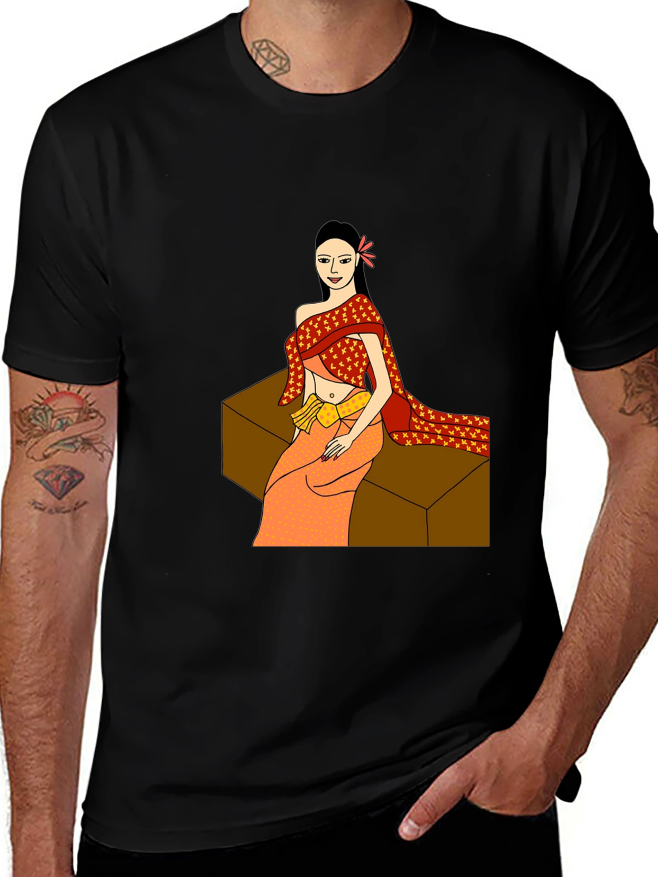 Thai Lady Graphic Tee - Black Unisex T-Shirt