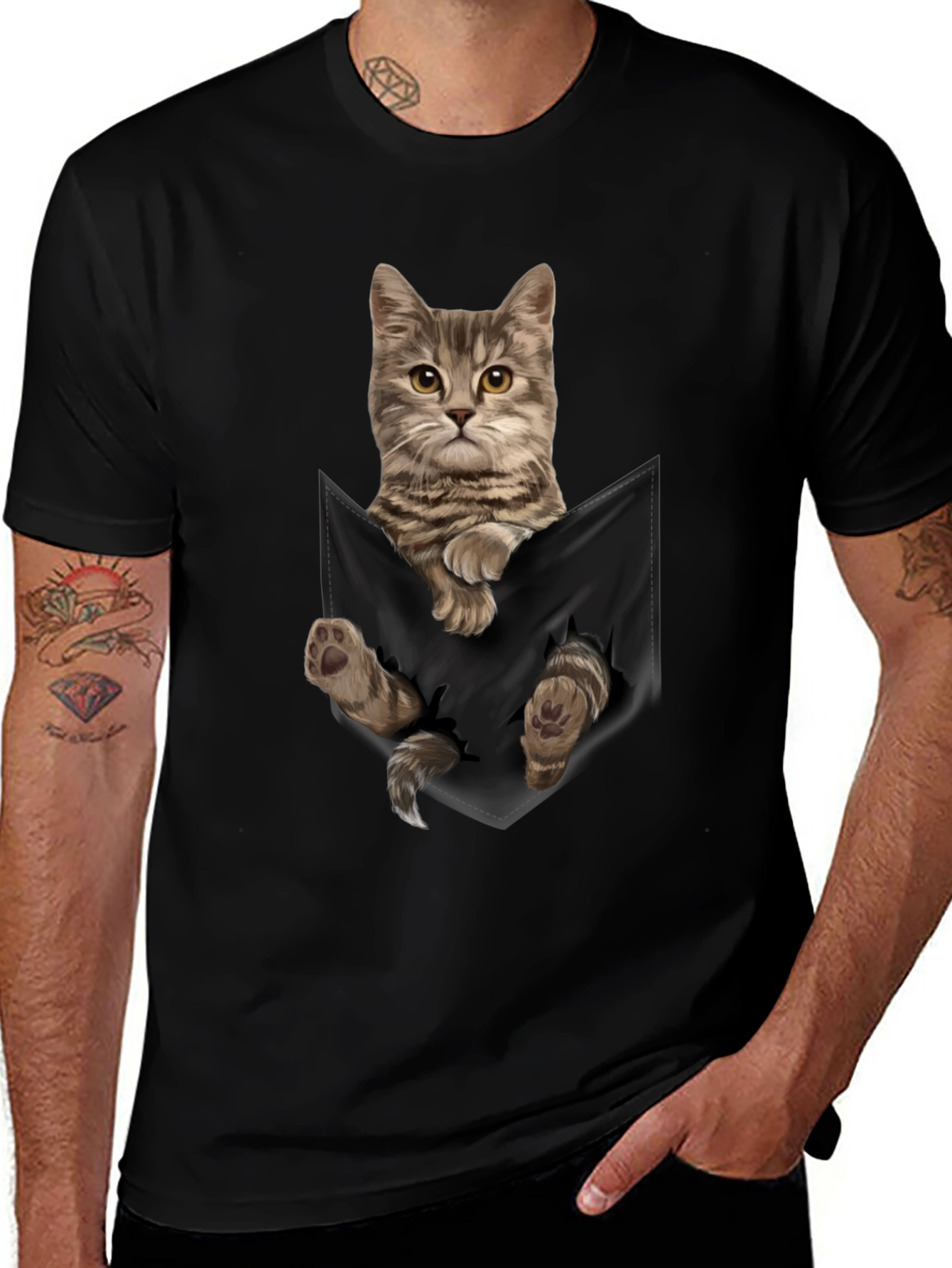 Variant 2 of Cat Pocket T-Shirt - Men's Graphic Tee