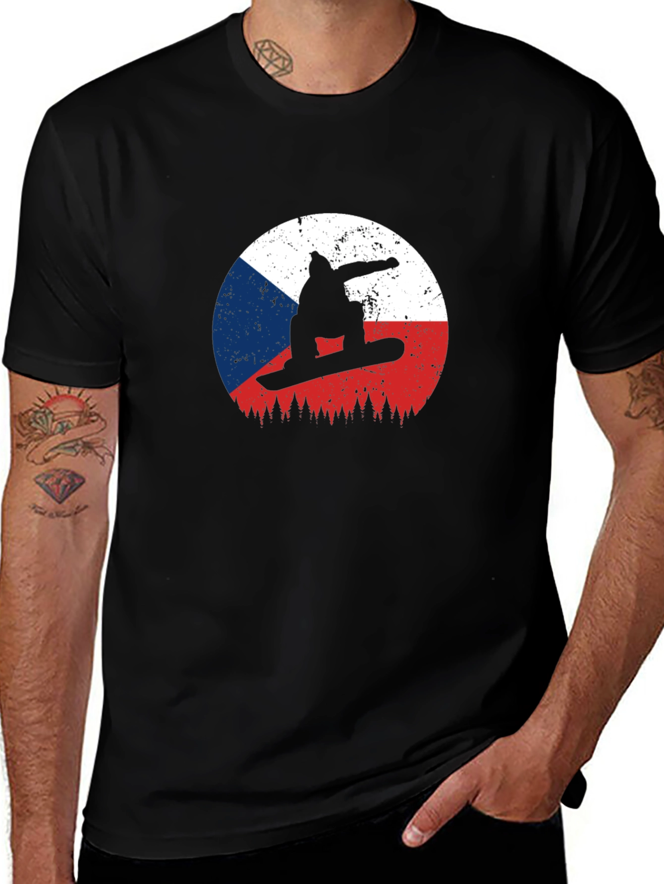Variant 14 of Czech Republic Snowboard Silhouette Tee