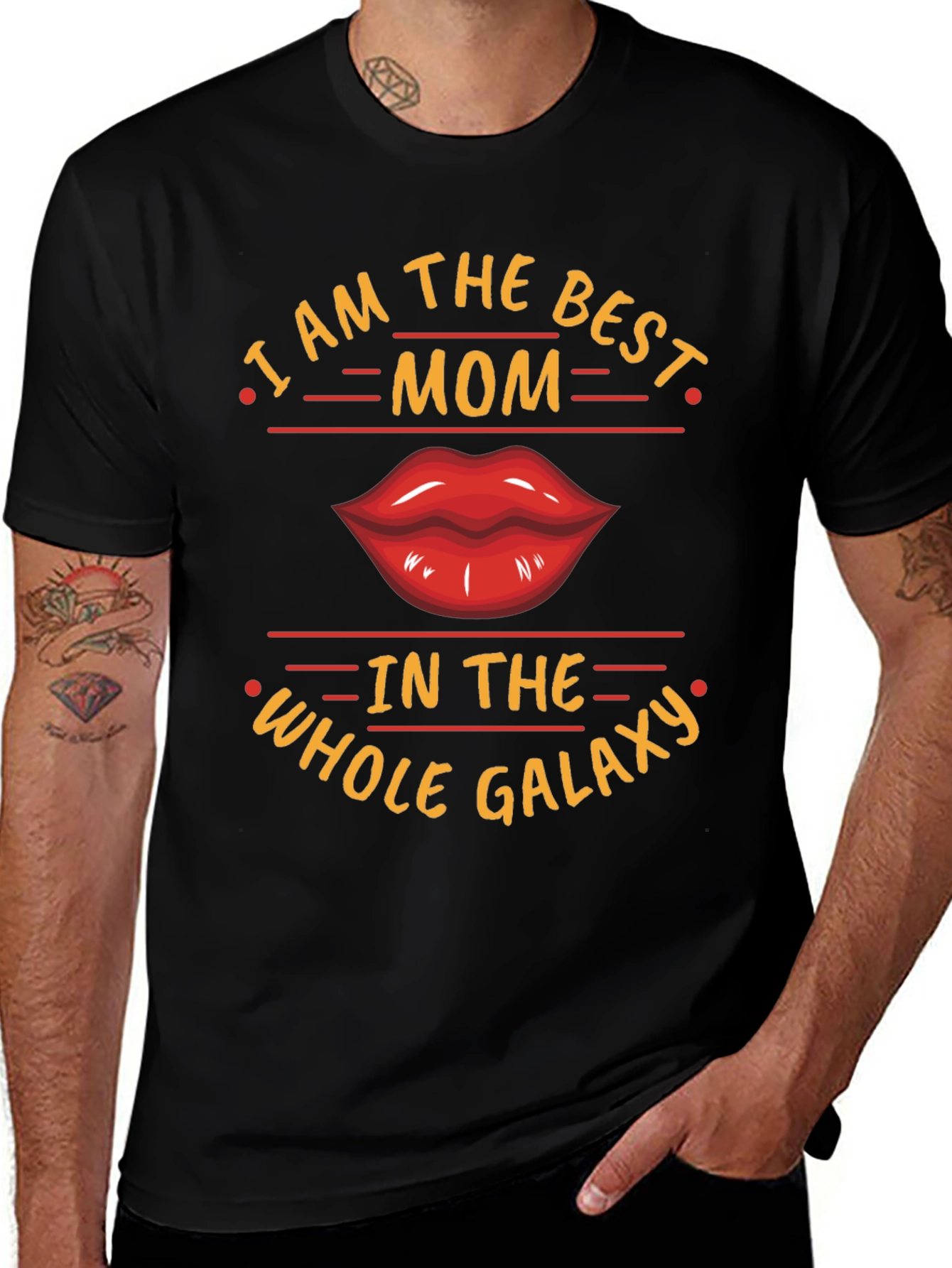Variant 25 of Best Mom Galaxy Graphic Tee - Black