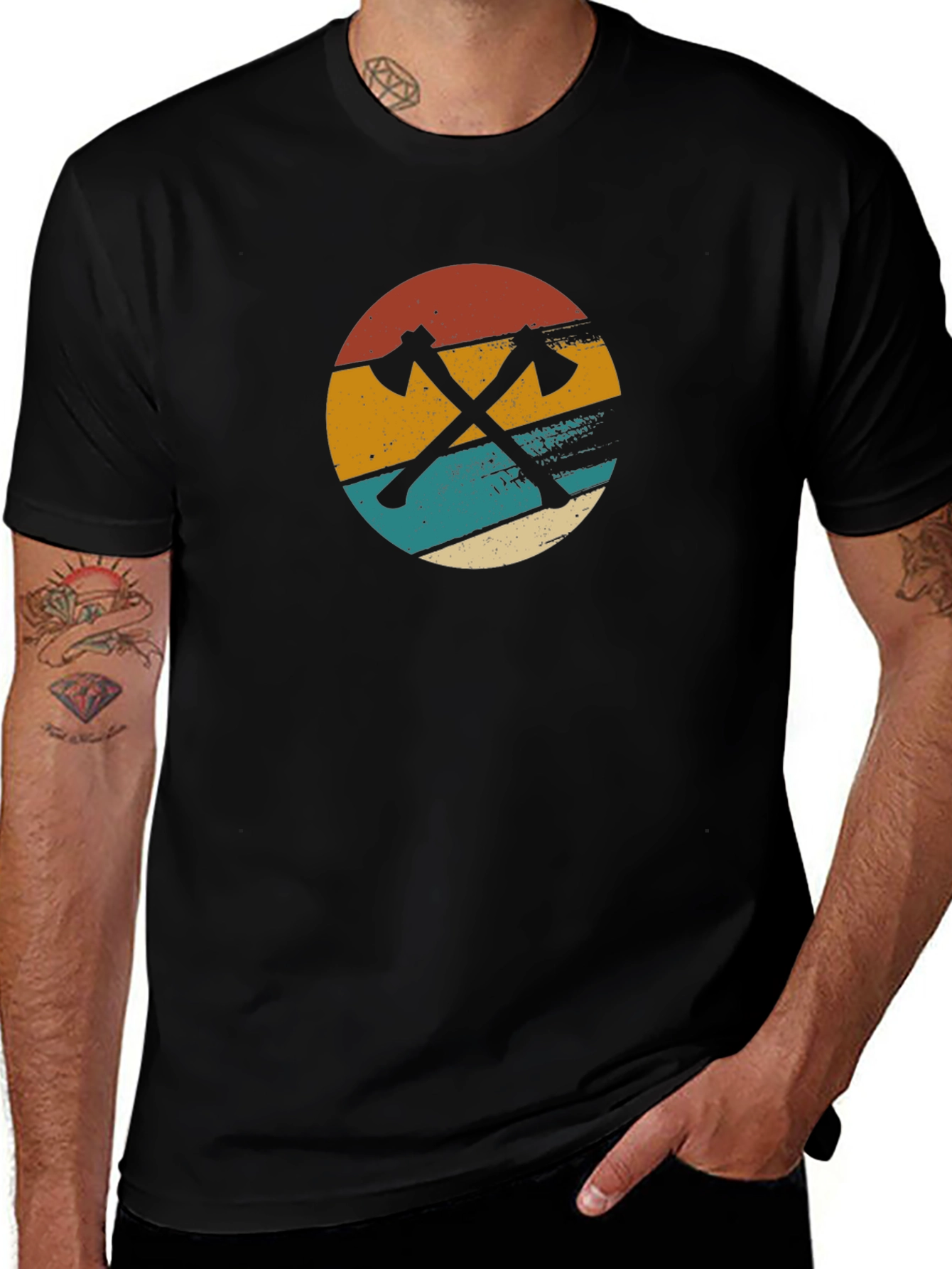 Variant 8 of Retro Axe Graphic T-Shirt - Lumberjack Style
