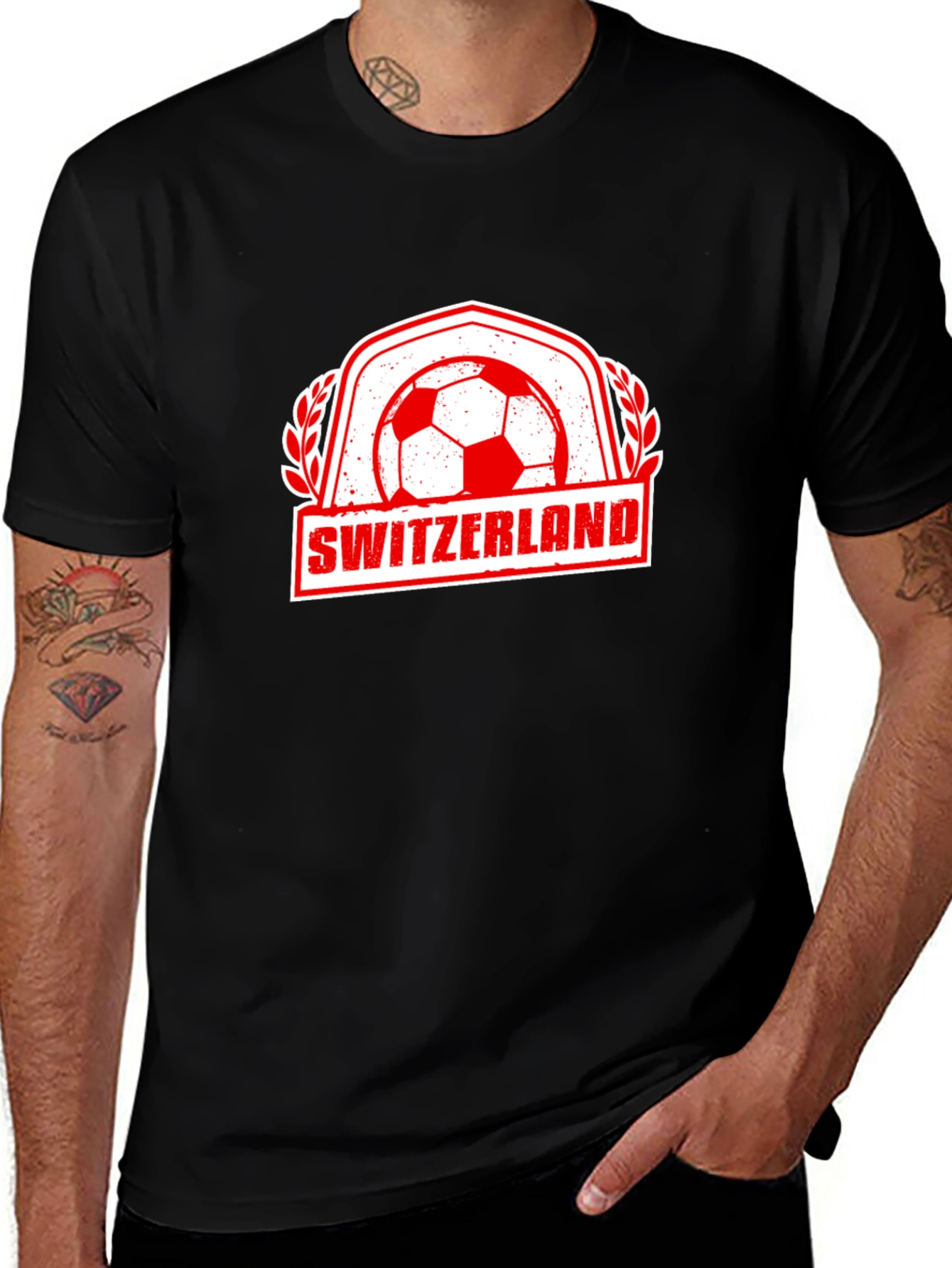 Variant 12 of Switzerland Soccer T-Shirt - Black