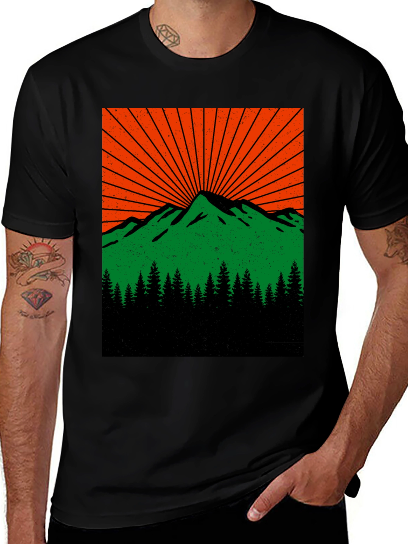 Variant 29 of Mountain Sunrise Graphic Tee - Black
