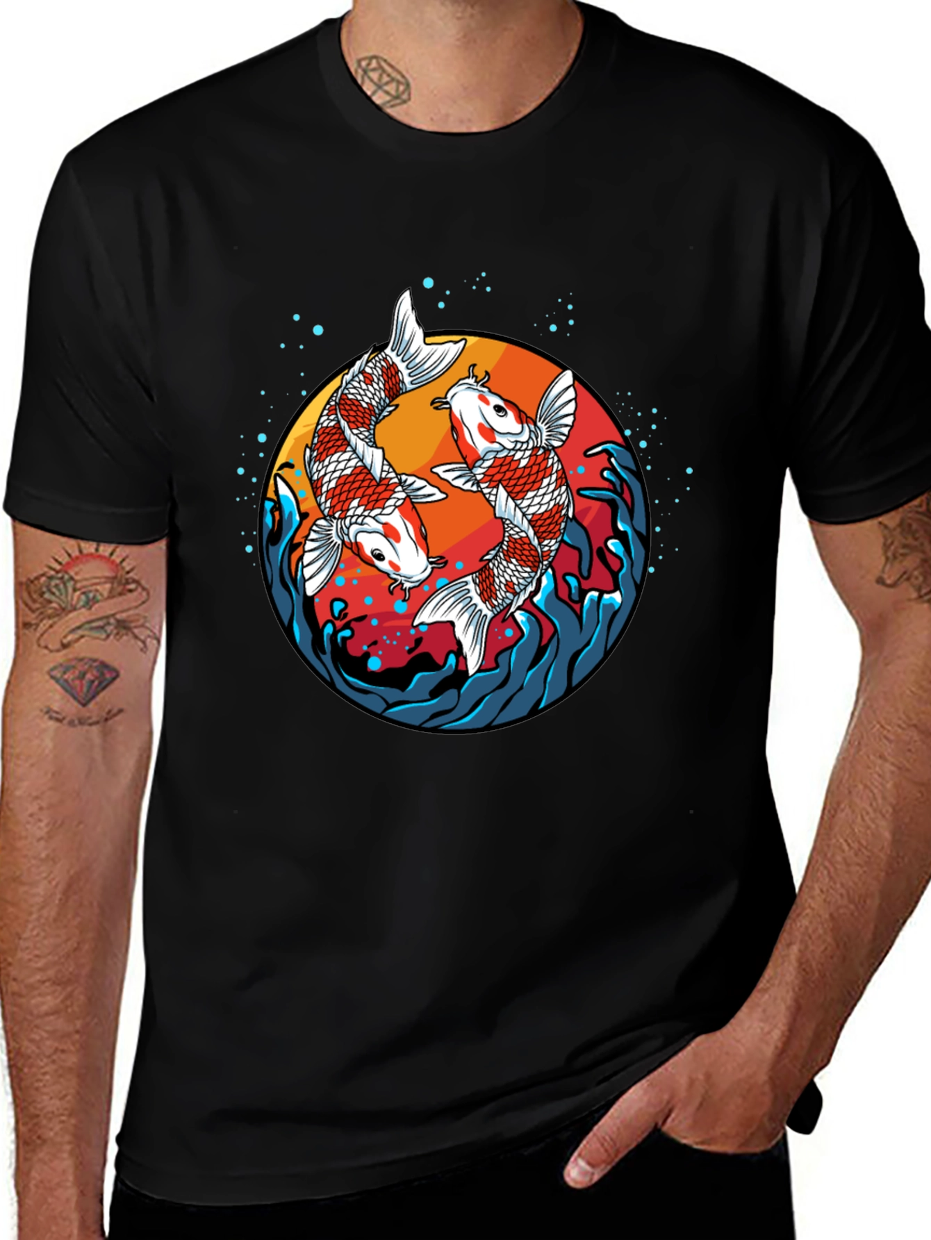 Variant 21 of Koi Fish Graphic Tee - Japanese Style