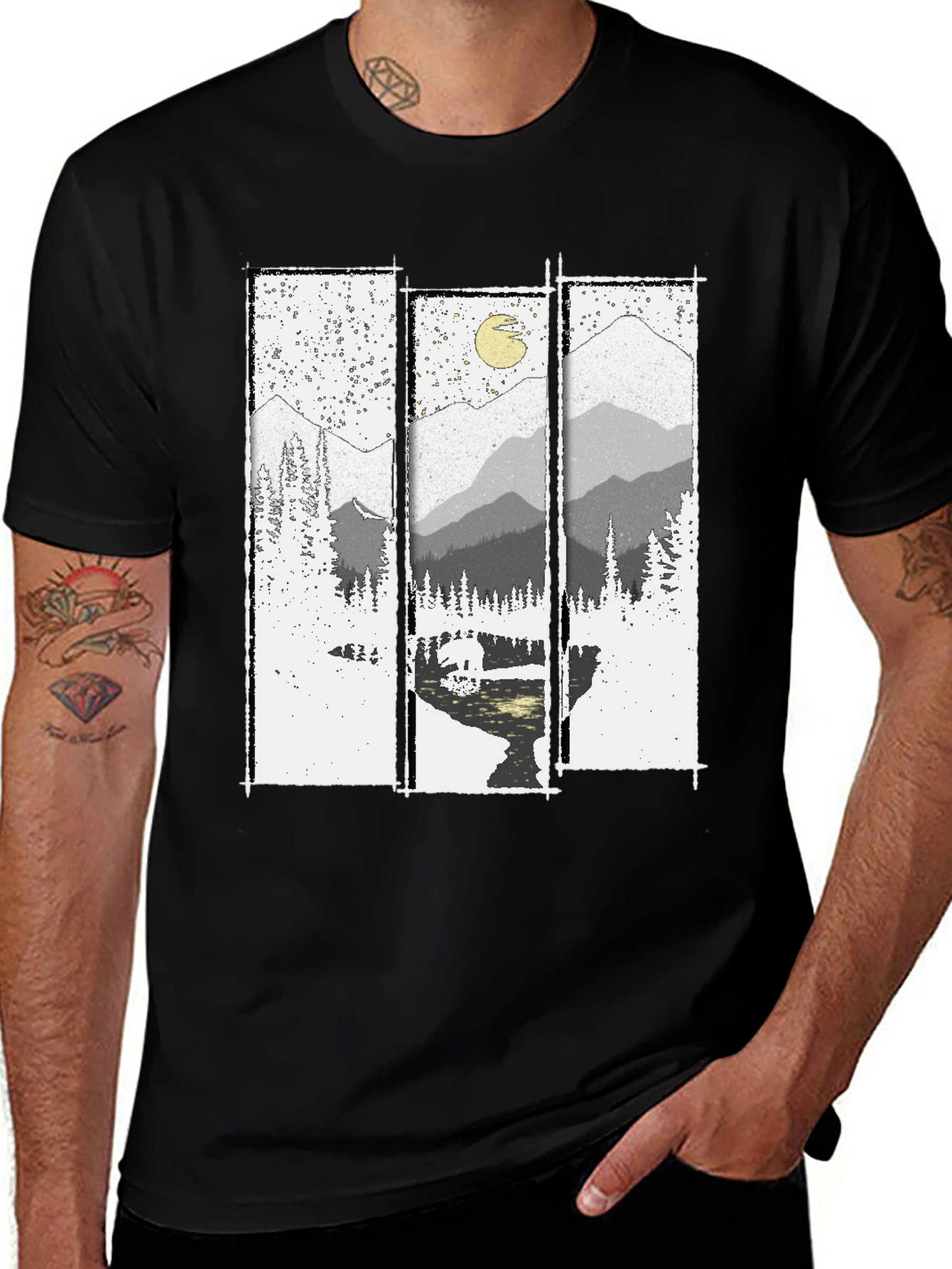 Variant 15 of Mountain Vista Graphic Tee - Black Cotton T-Shirt