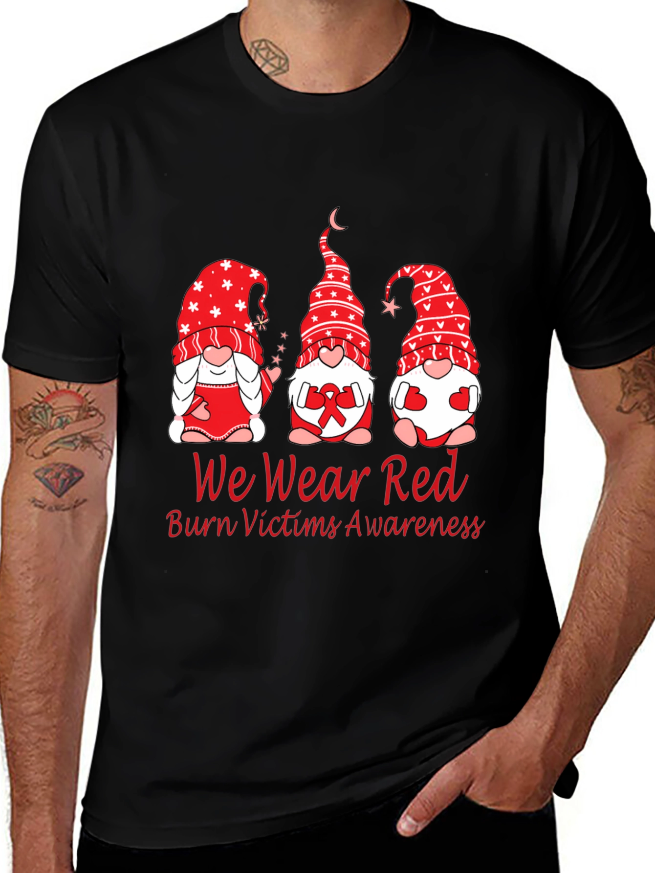 Variant 9 of We Wear Red Burn Victims Awareness T-Shirt