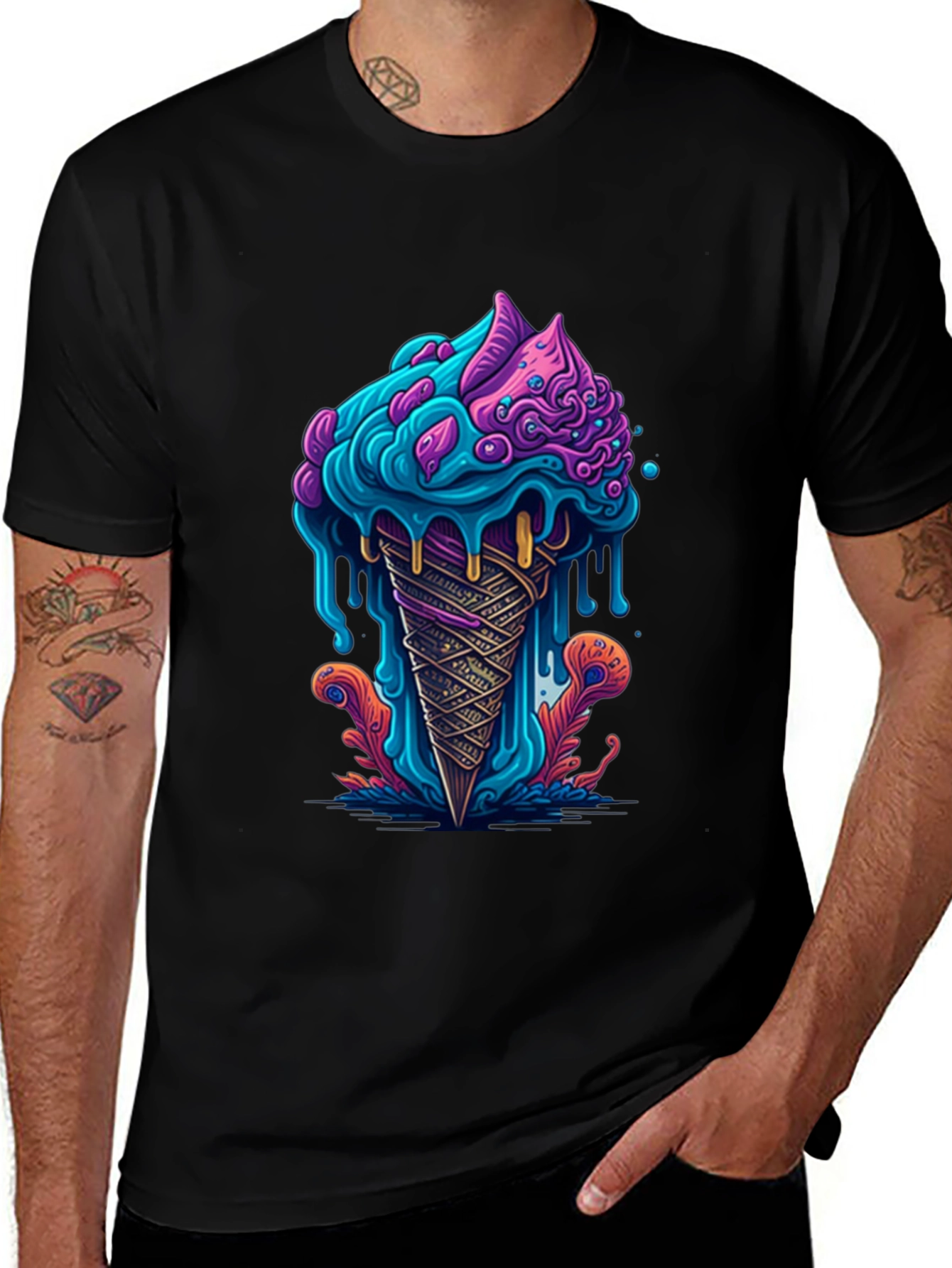 Variant 17 of Psychedelic Ice Cream Cone Graphic Tee