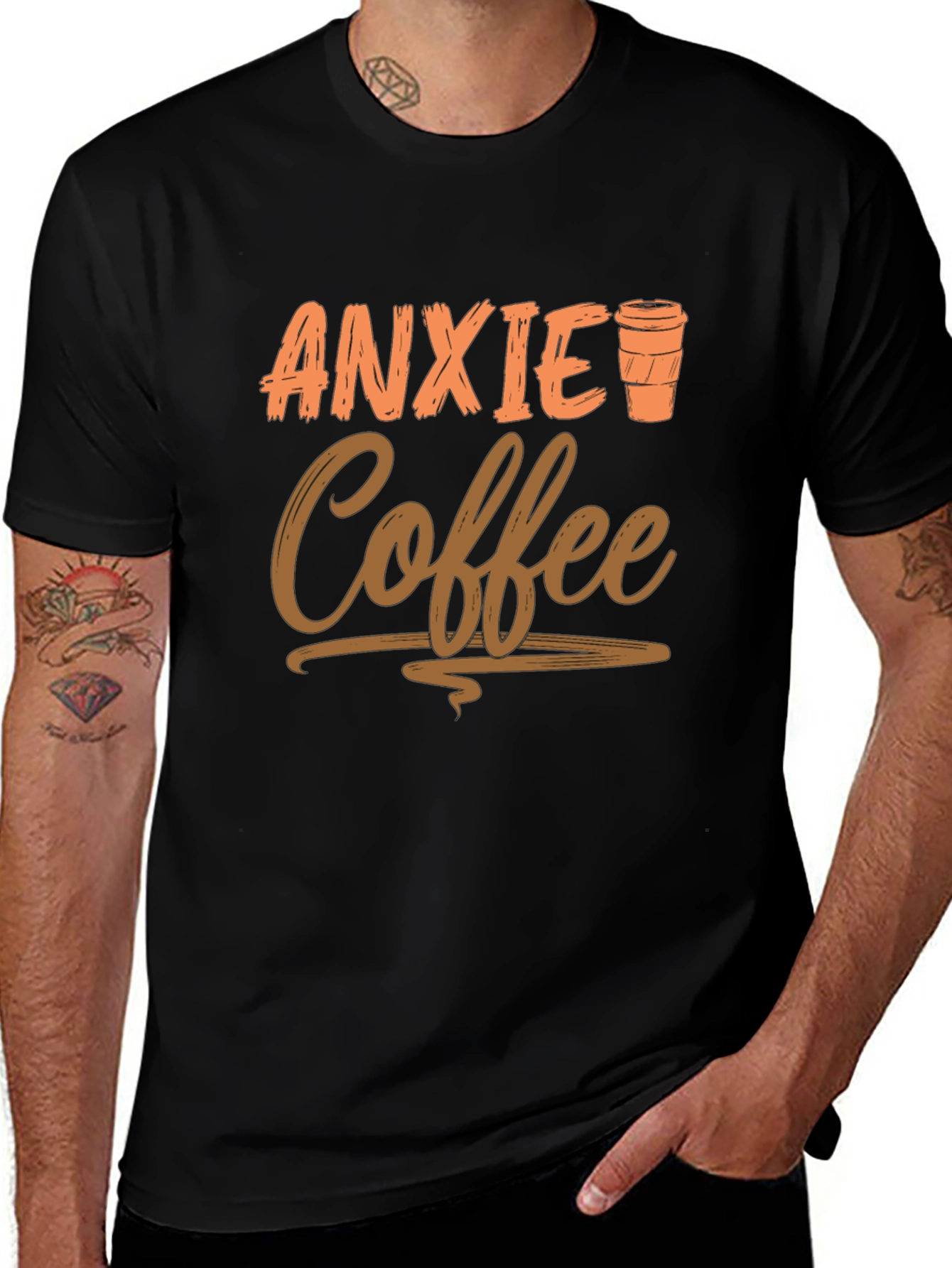 Variant 27 of Anxiety Coffee Graphic Tee - Relaxed Style