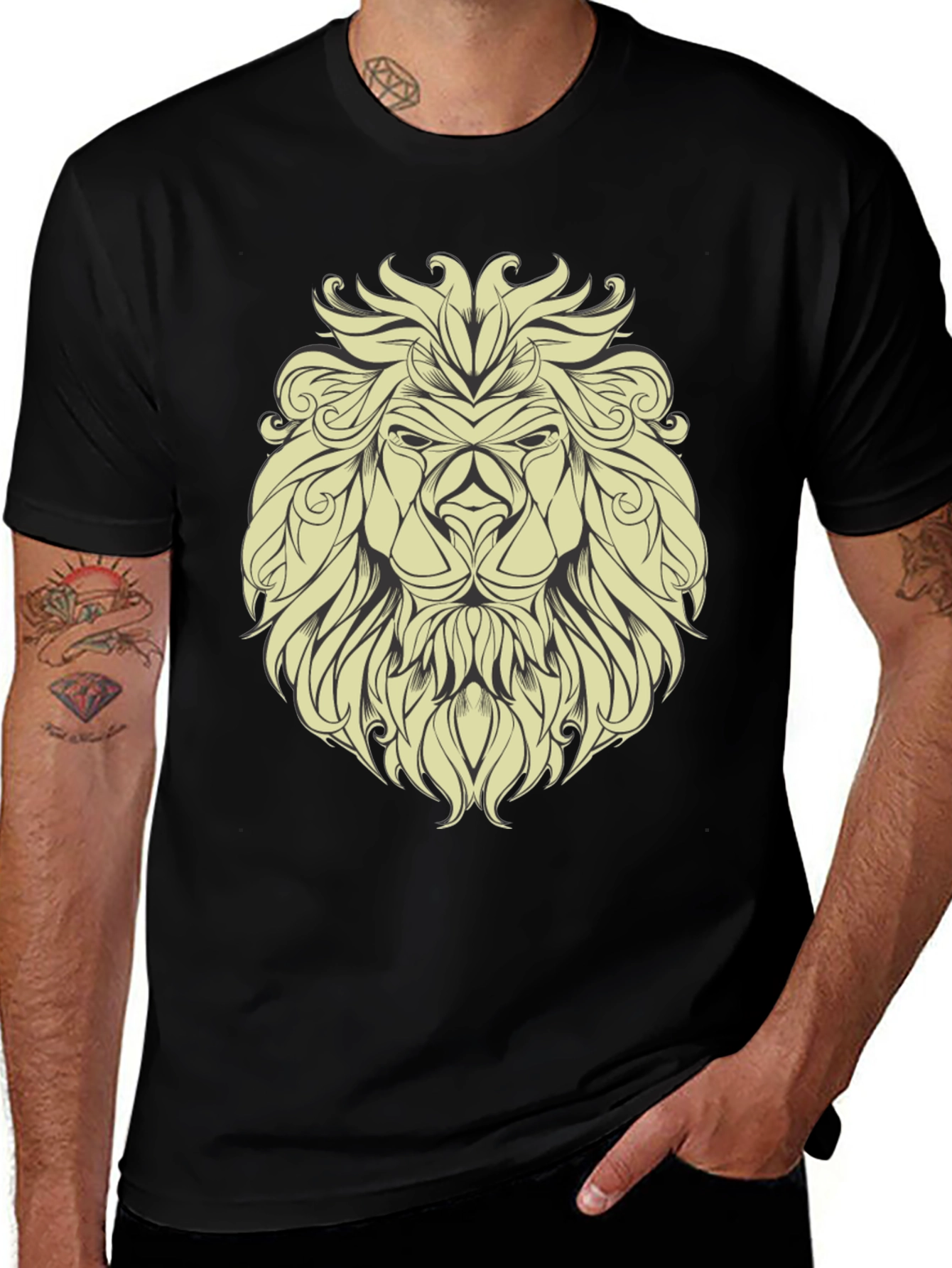 Variant 22 of Lion Graphic Print Men's T-Shirt - Bold & Stylish