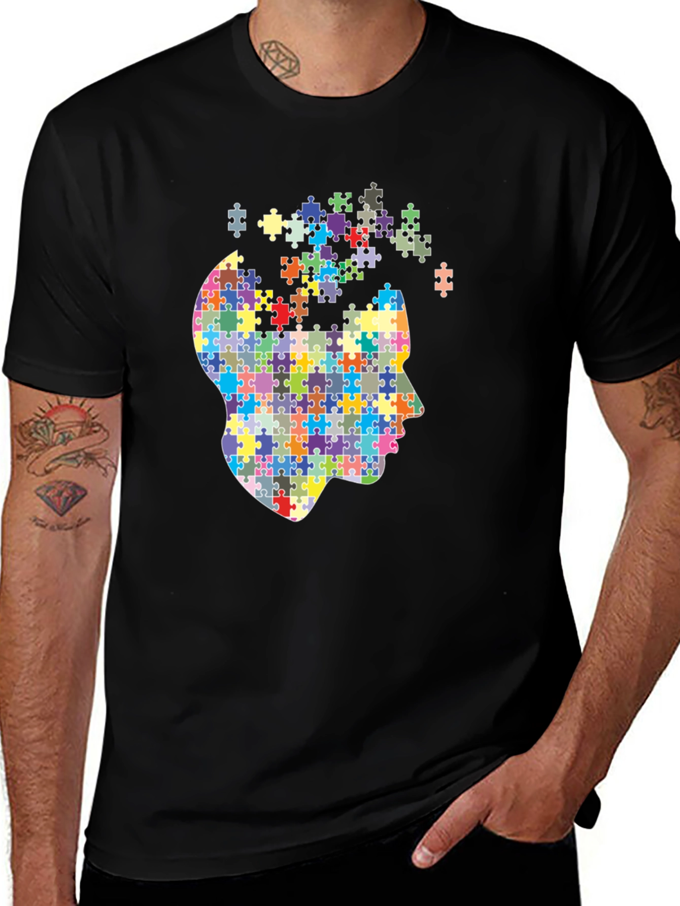 Autism Awareness Puzzle Piece Head T-Shirt