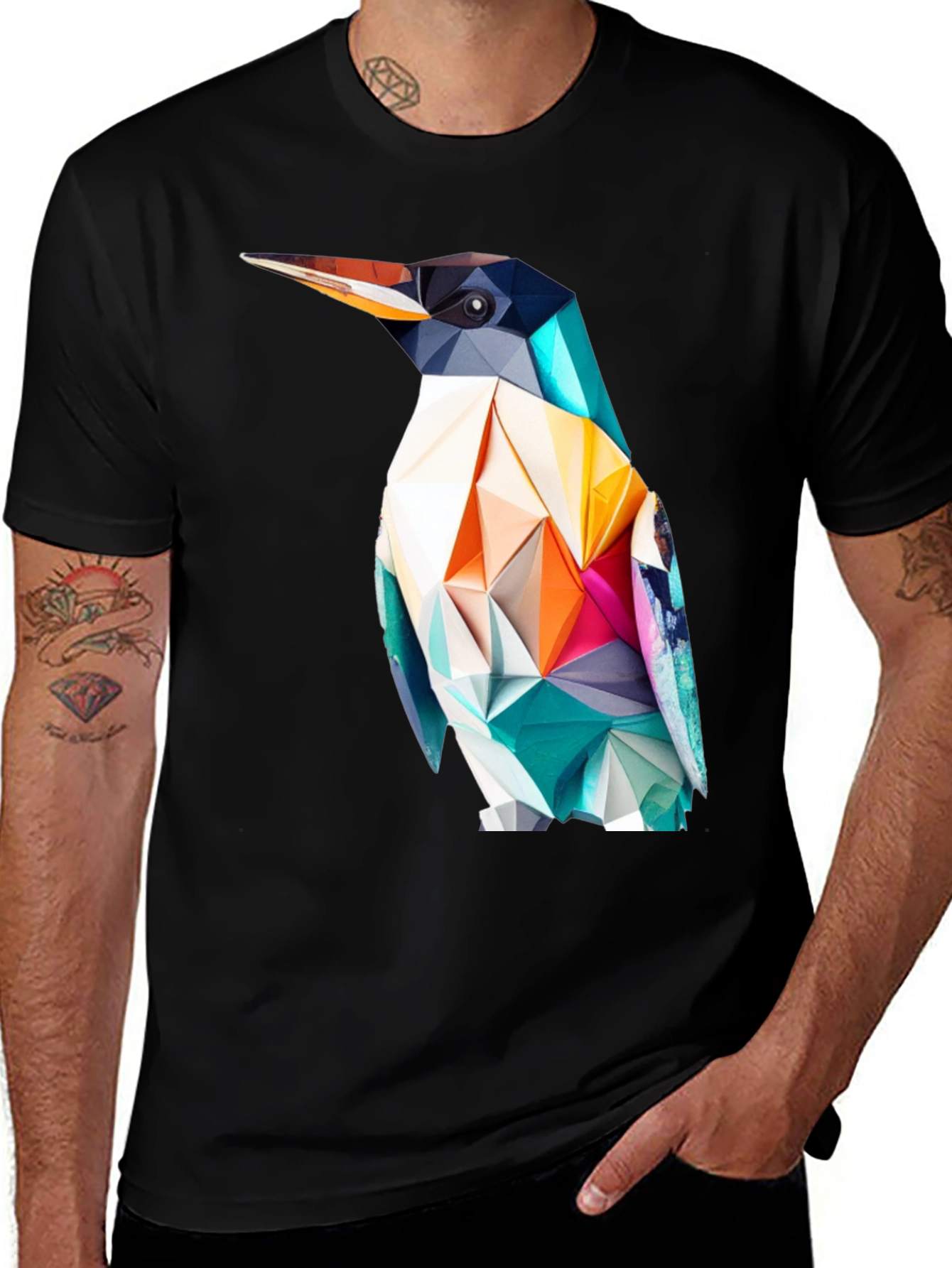 Variant 13 of Geometric Penguin Graphic Tee - Modern Art Shirt