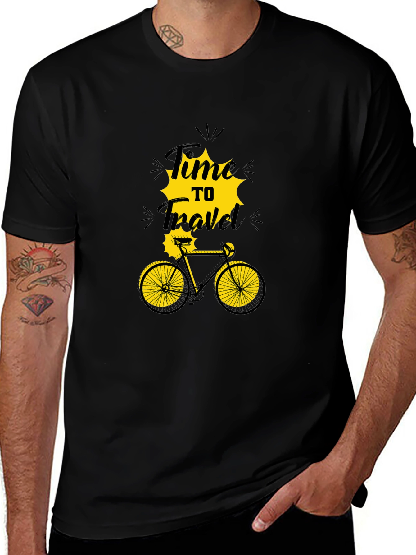 Variant 13 of Time to Travel Bicycle Graphic T-Shirt