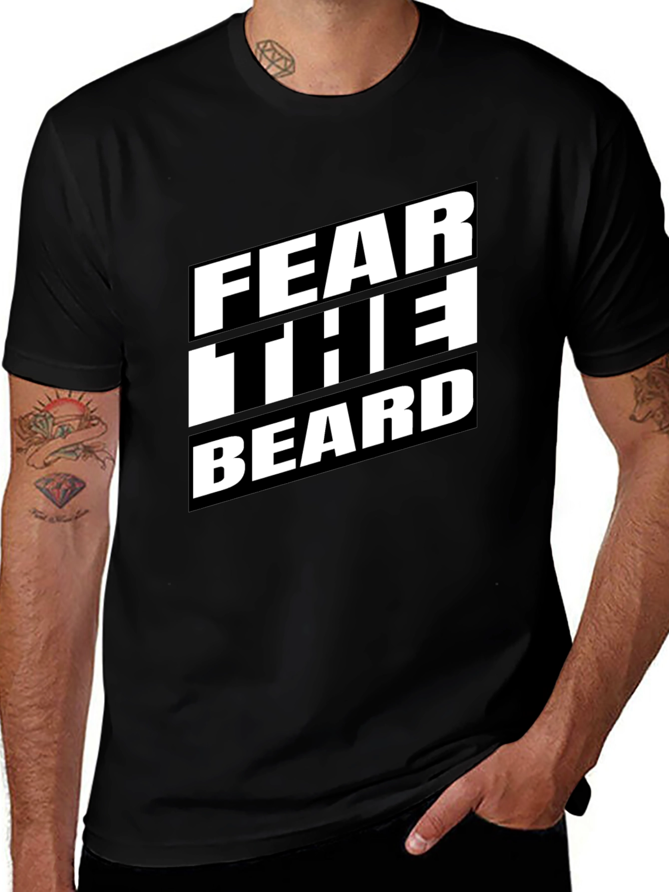 Variant 8 of Fear The Beard Graphic T-Shirt - Black, Bold Statement Tee