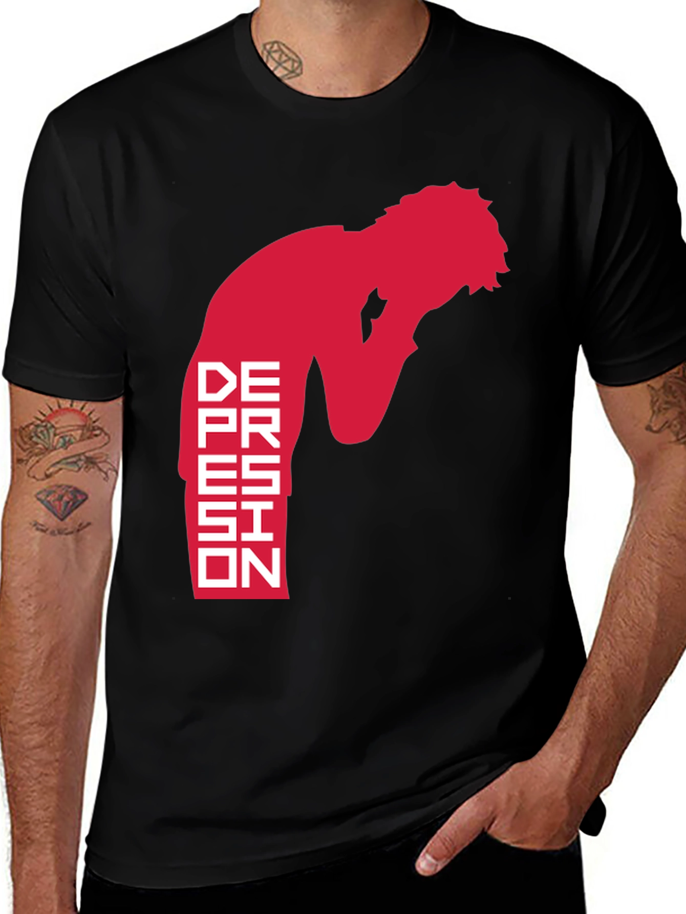 Variant 10 of Depression Awareness Graphic T-Shirt - Black