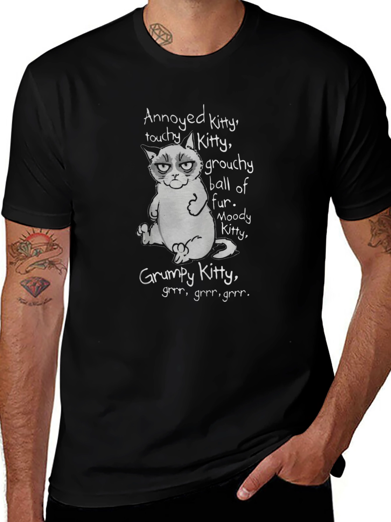 Variant 15 of Grumpy Kitty Graphic T-Shirt - Annoyed, Touchy, Moody Cat Tee
