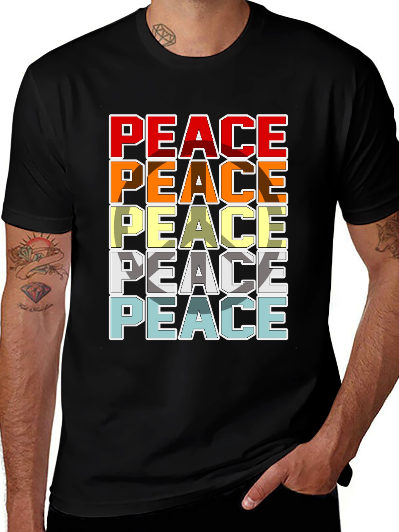 Variant 21 of Retro Peace T-Shirt - Colorful Graphic Tee