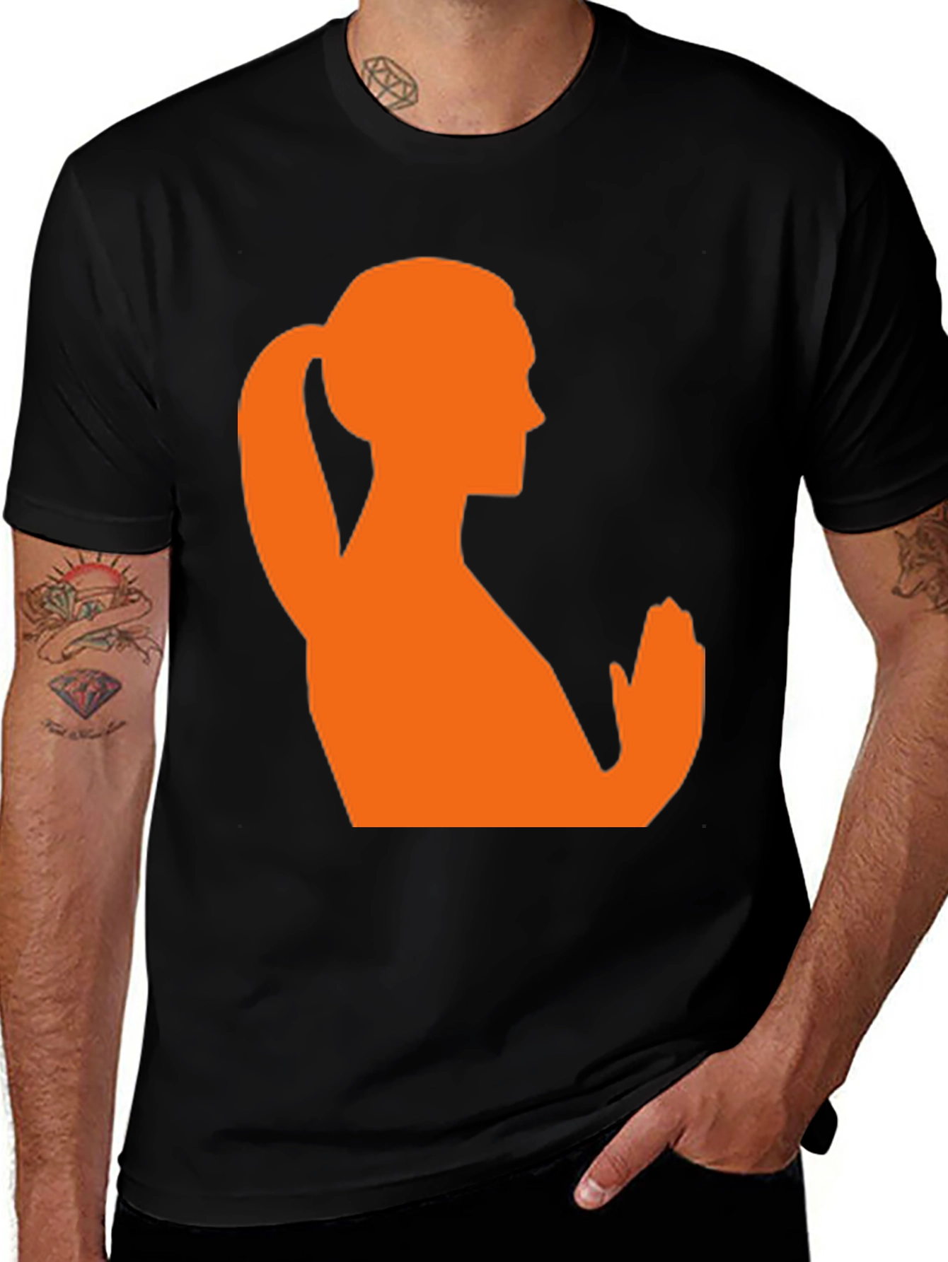 Silhouette Yoga Pose T-Shirt - Black Cotton Tee