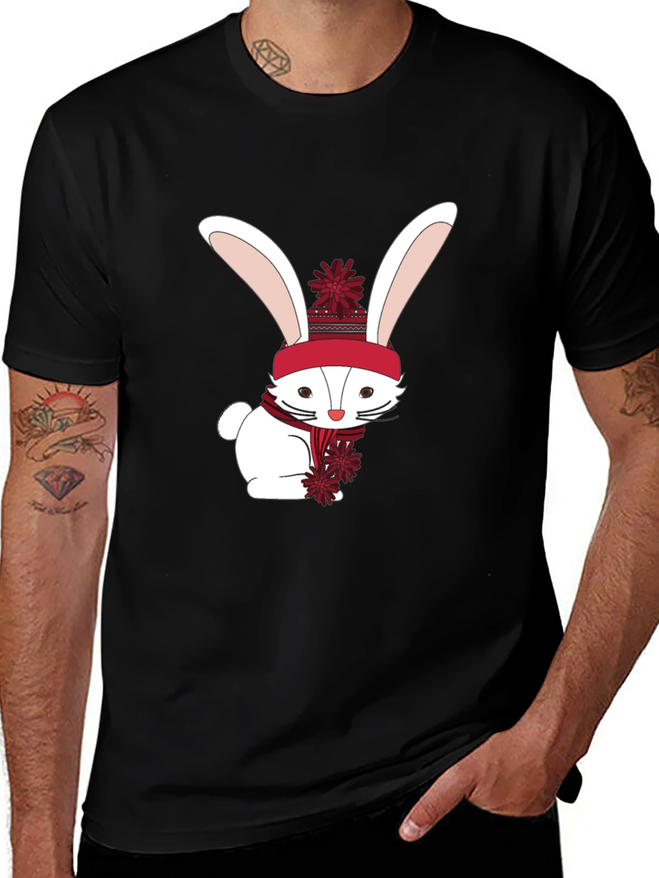 Variant 16 of Winter Bunny Graphic Tee - Soft Cotton