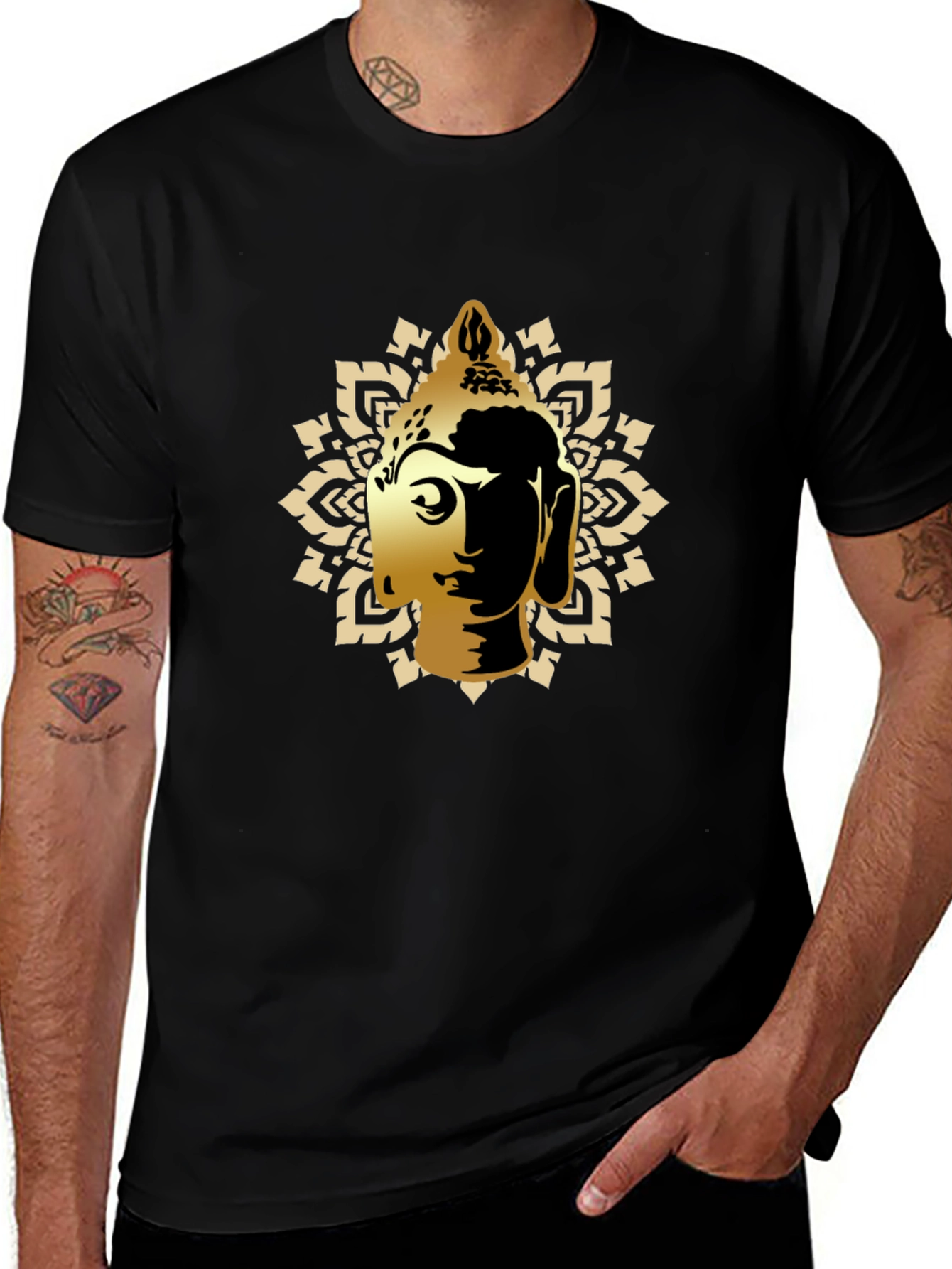 Buddha Graphic Tee - Black Cotton