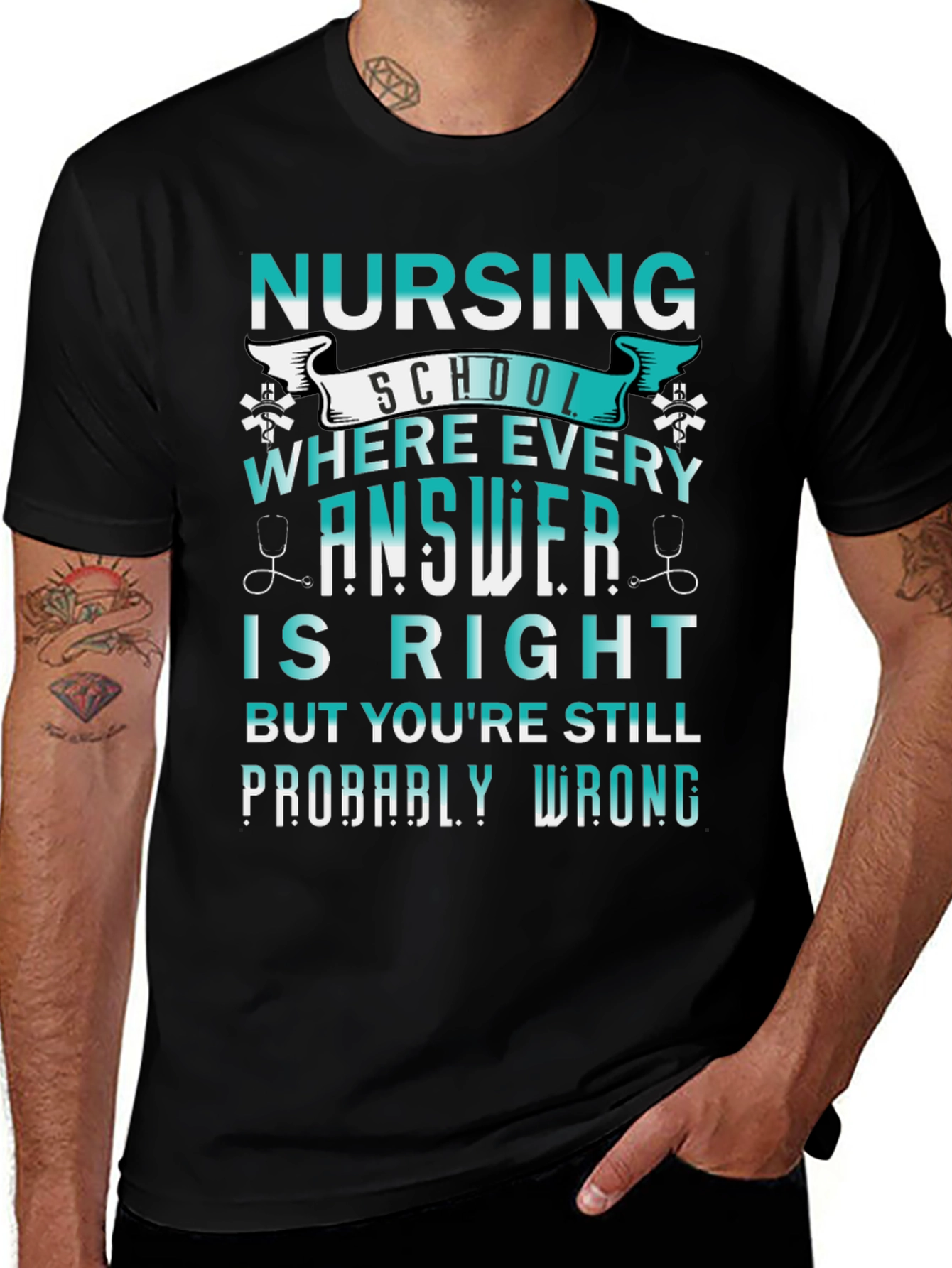 Variant 4 of Nursing School T-Shirt - Where Every Answer Is Right