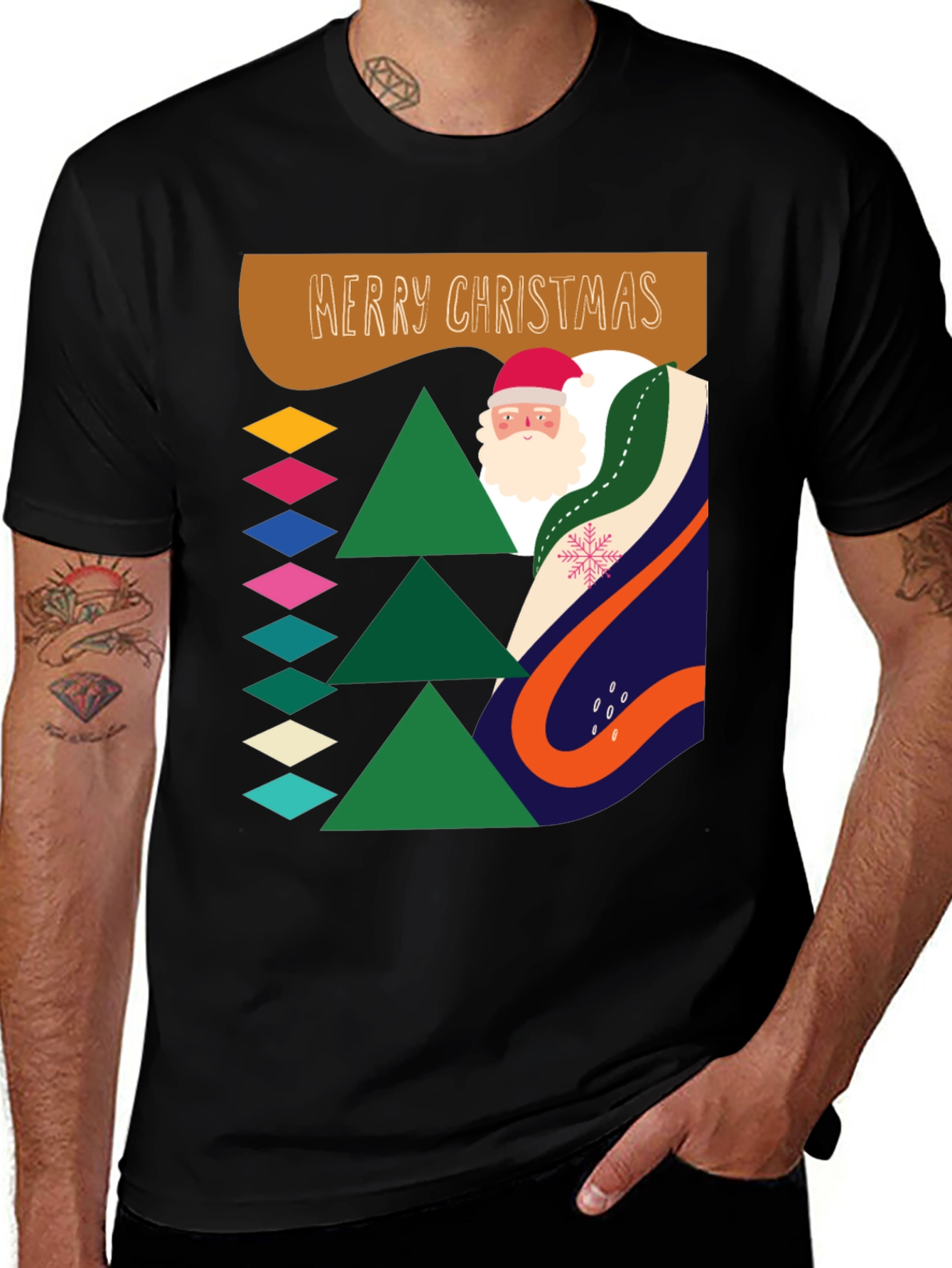 Festive Christmas Santa Graphic Tee - Holiday Style