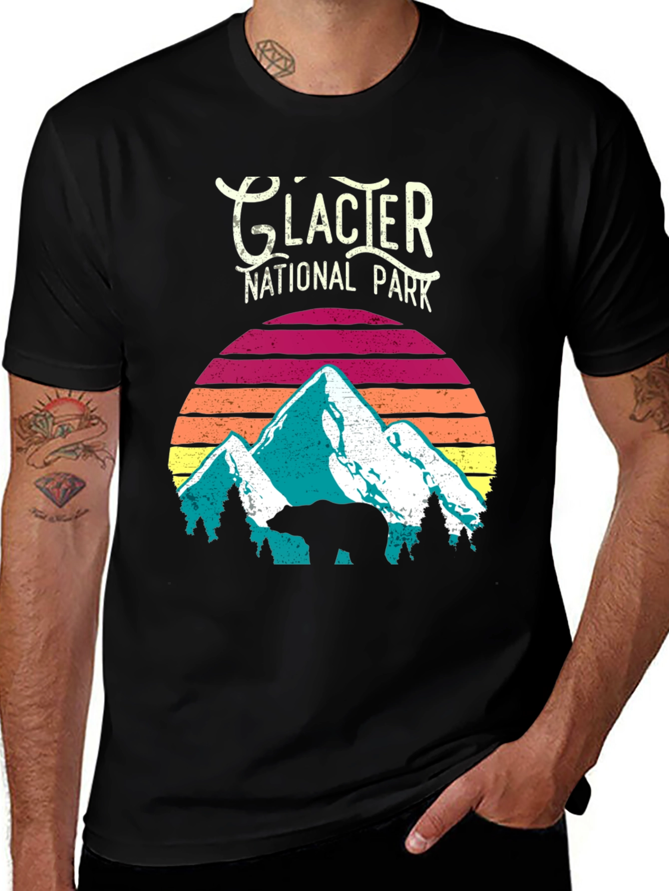 Variant 14 of Glacier National Park Black Graphic T-Shirt