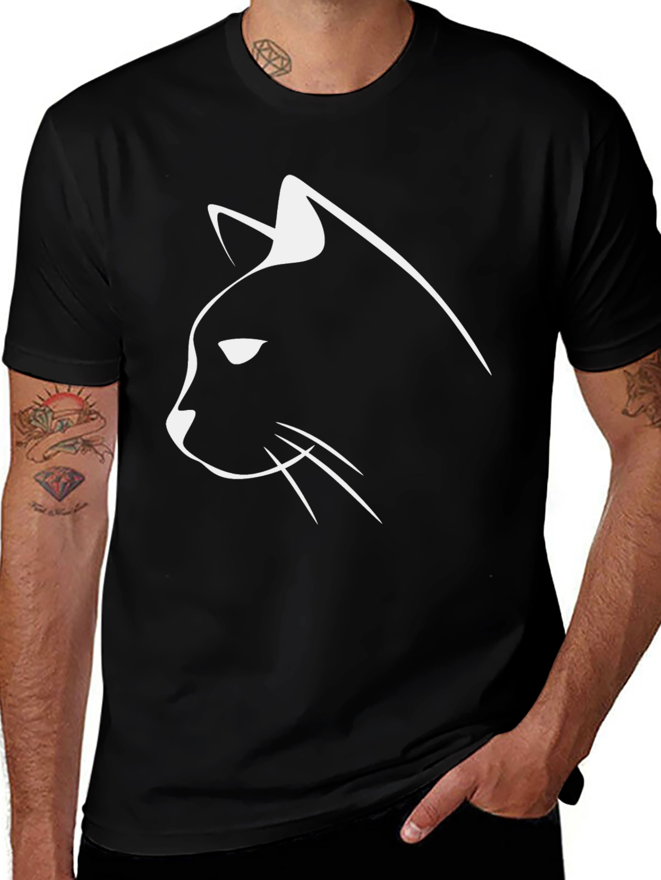 Variant 3 of Cool Cat Silhouette Black T-Shirt