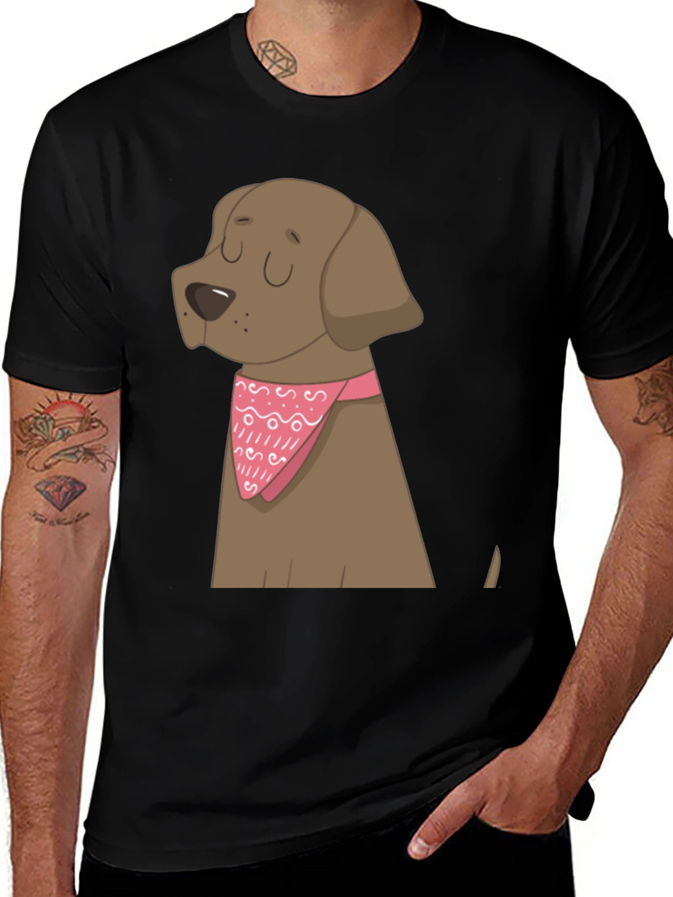 Variant 28 of Dog Graphic T-Shirt, Black Cotton Blend
