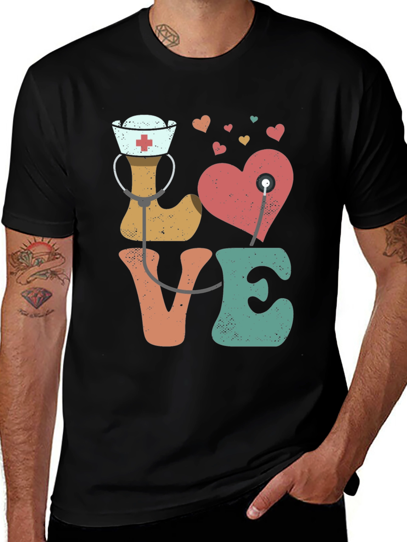 Variant 4 of Nurse Love Graphic T-Shirt - Heart Stethoscope Tee
