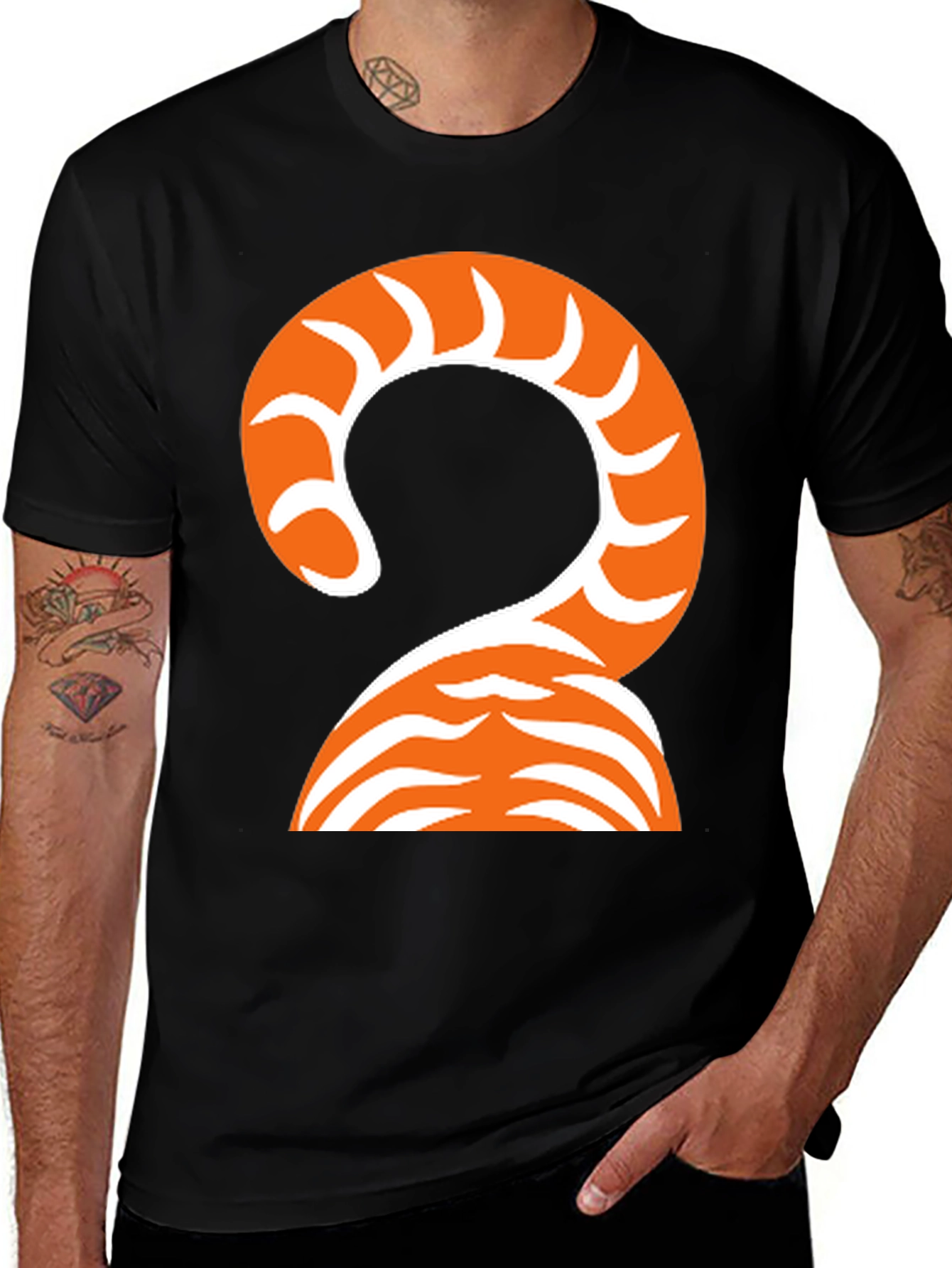 Variant 11 of Orange Tiger Tail Graphic T-Shirt