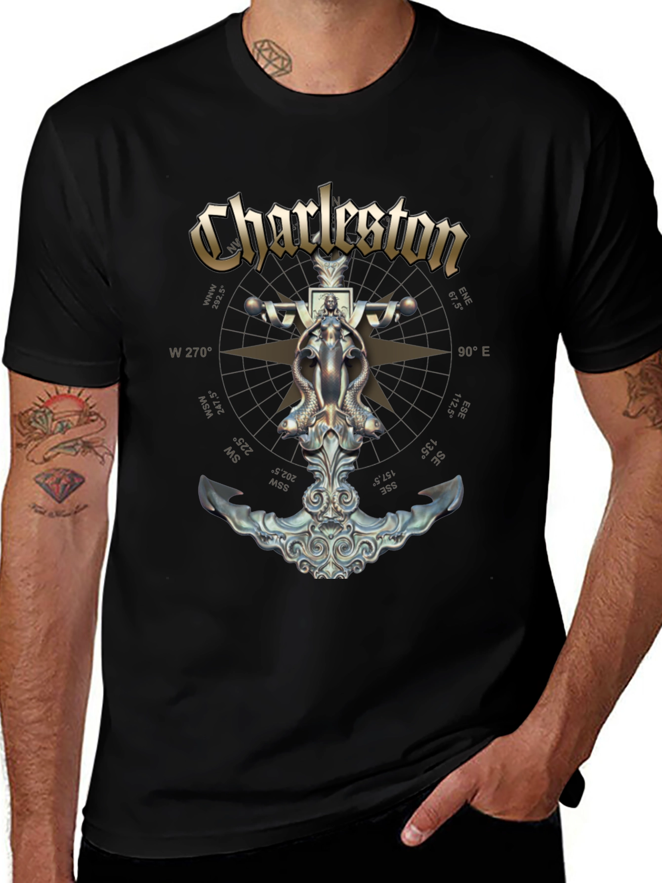 Charleston Anchor T-Shirt - Nautical Compass Design