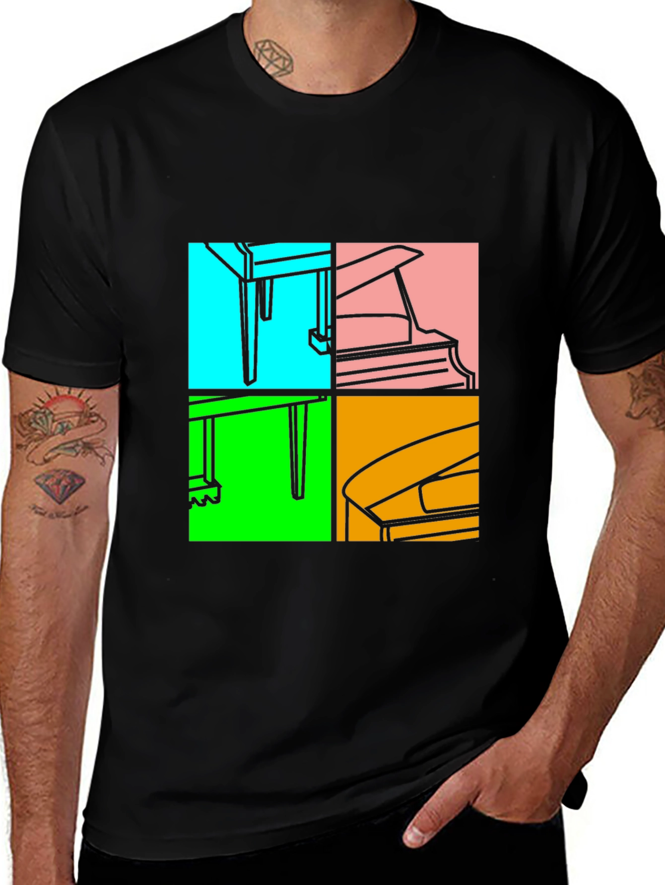 Variant 11 of Piano Pop Art Black T-Shirt